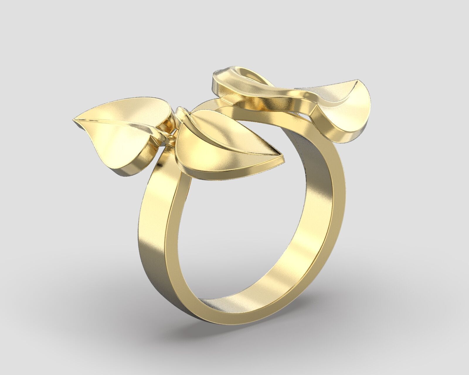 Ring R 091 three leaves 3D print model_7