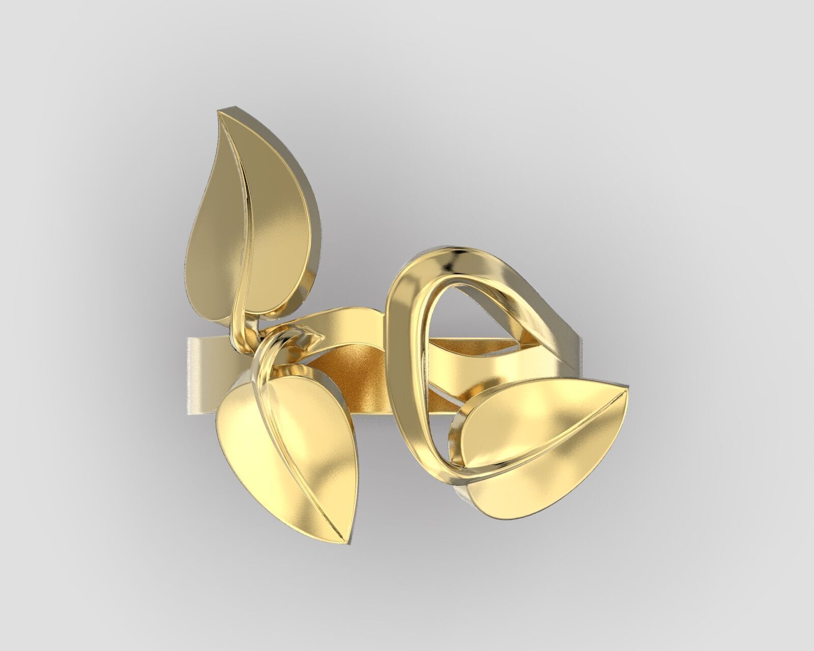 Ring R 091 three leaves 3D print model_5