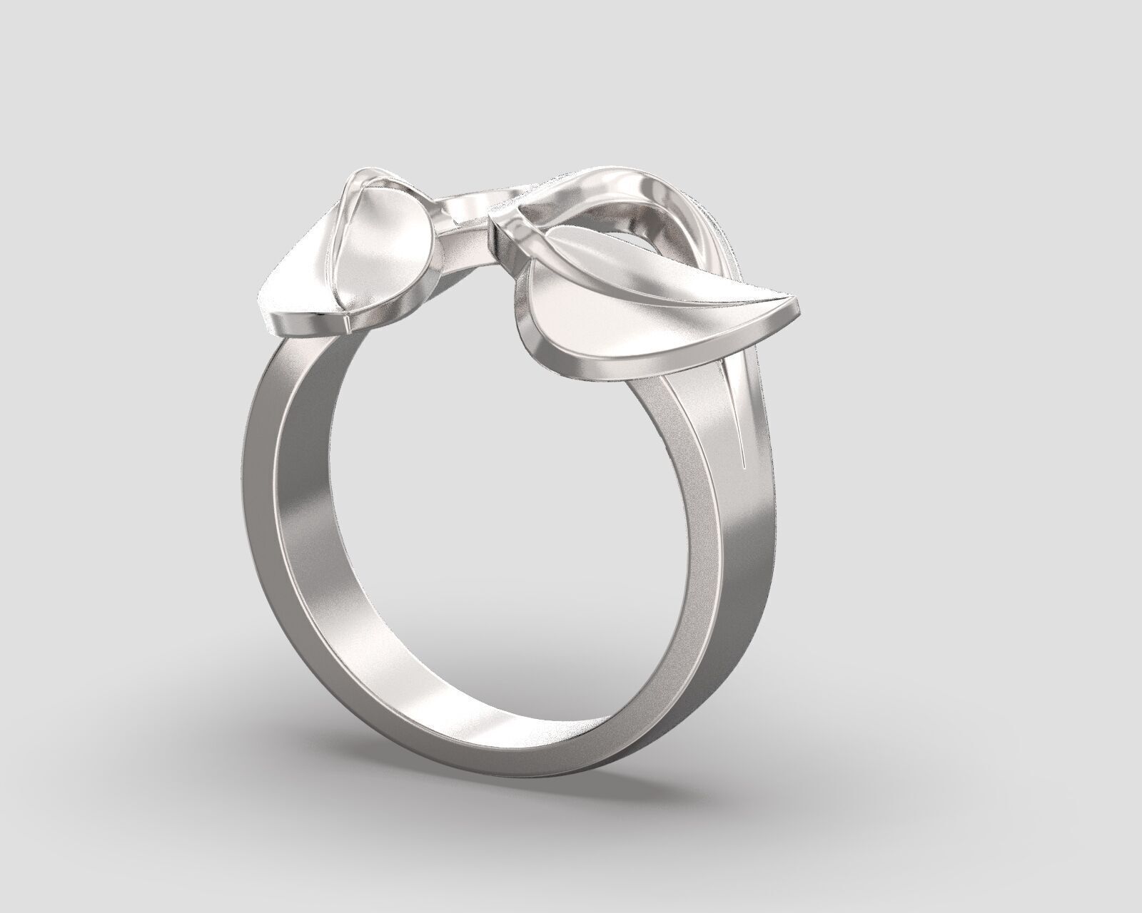 Ring R 091 three leaves 3D print model_3