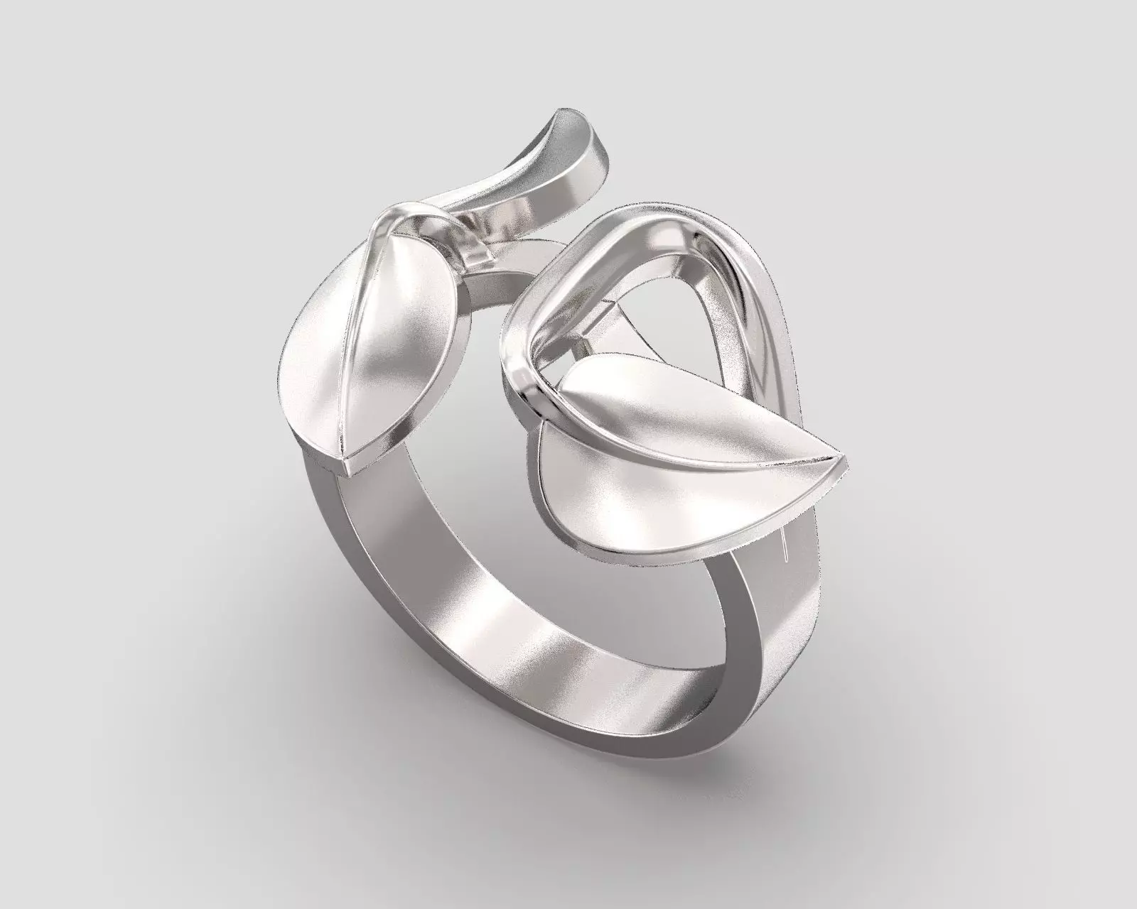 Ring R 091 three leaves 3D print model_0