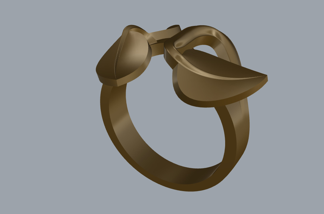 Ring R 091 three leaves 3D print model_12