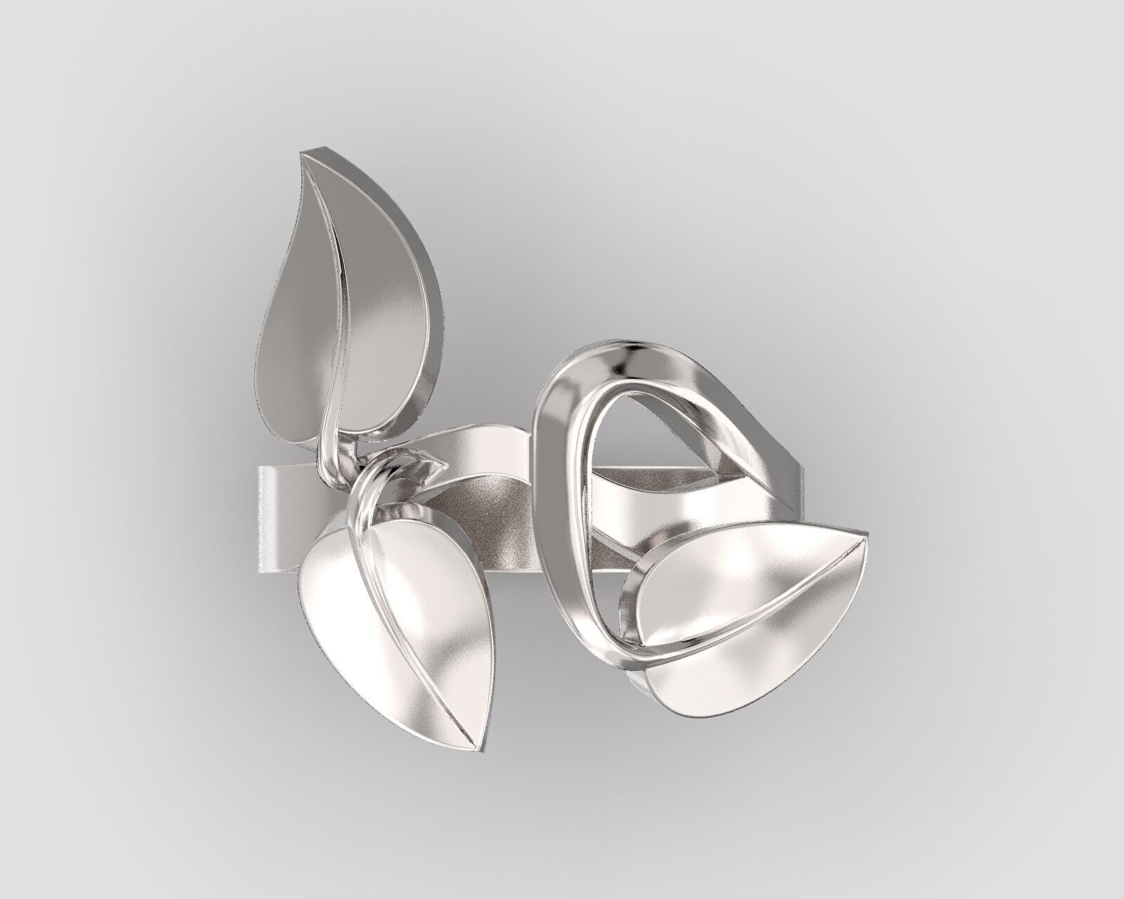 Ring R 091 three leaves 3D print model_1