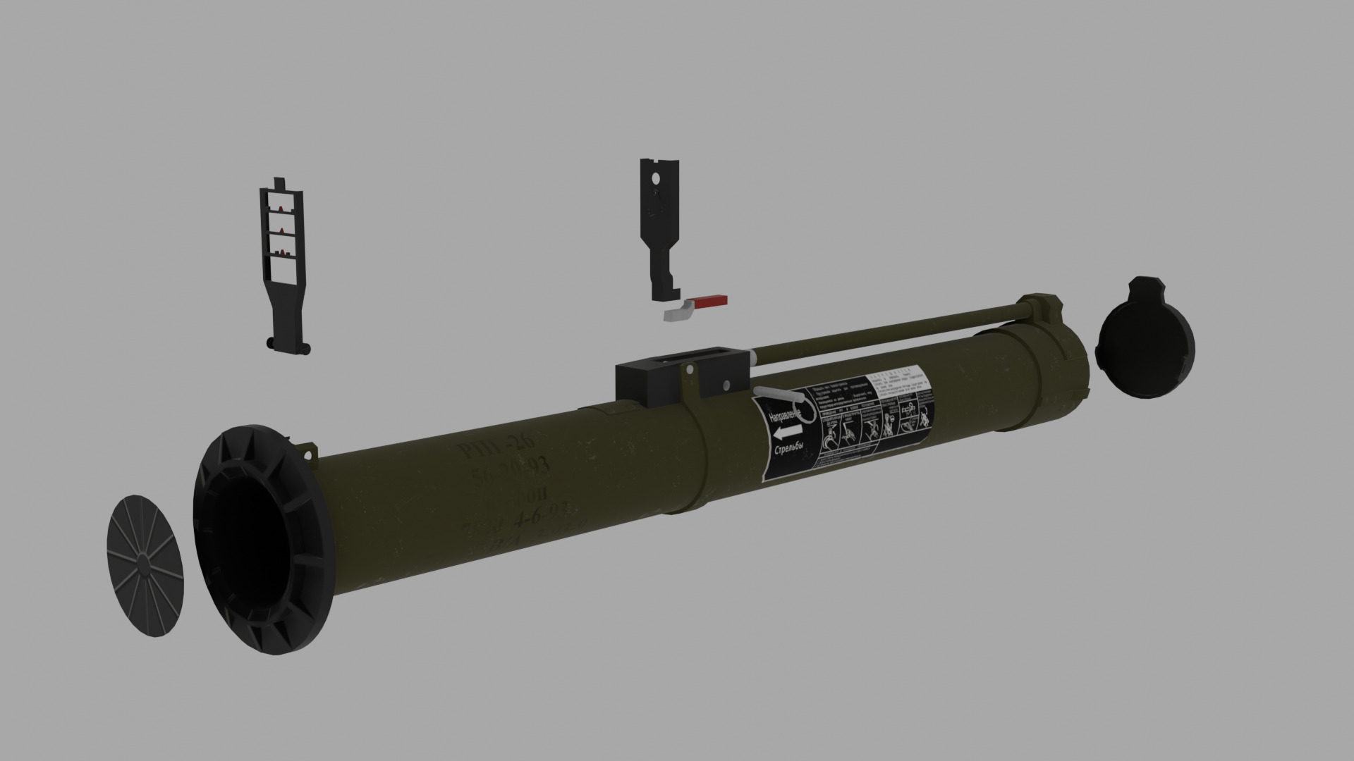 RPG 26 grenade launcher Low-poly 3D model_8