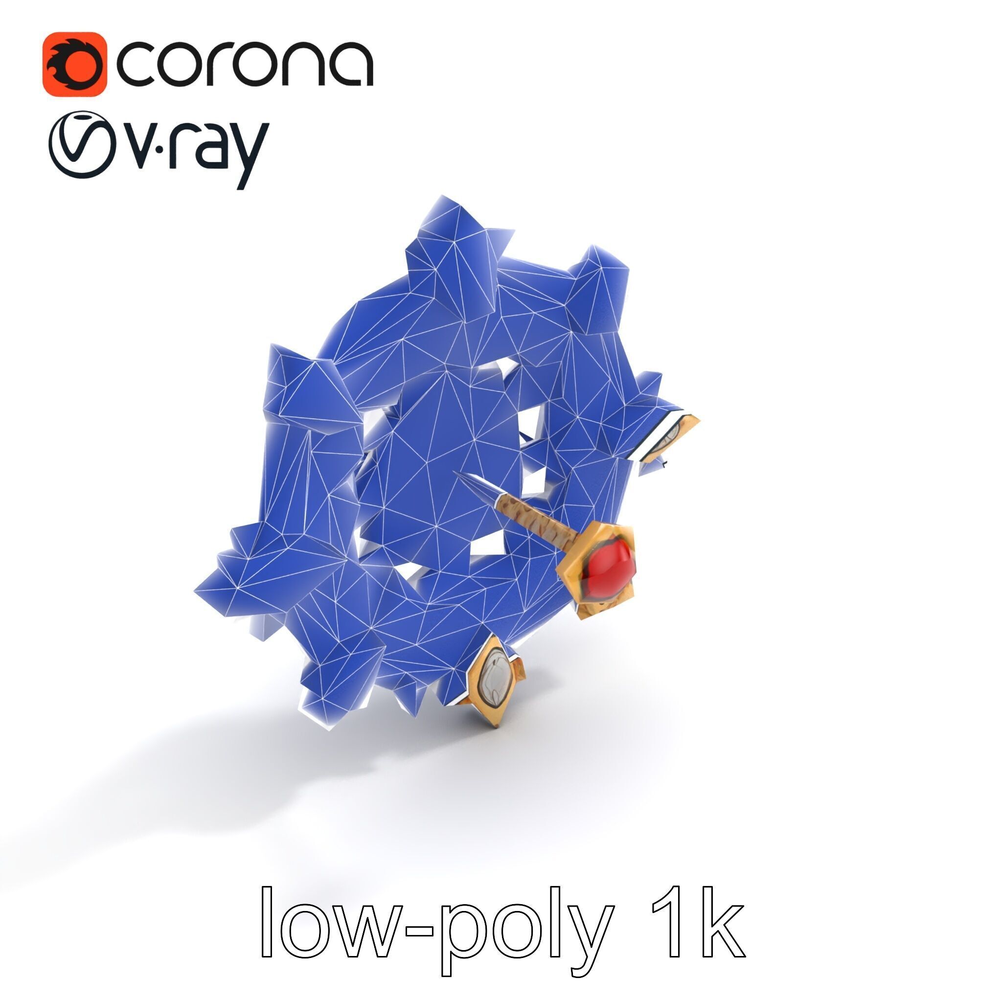 Medieval Brooch with Precious Gems model pack Low-poly 3D model_12