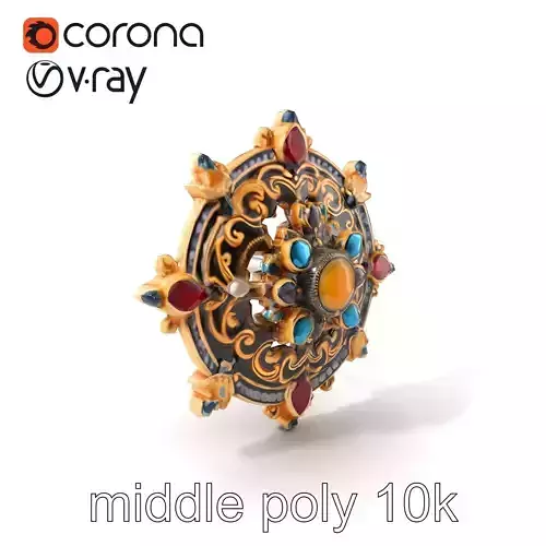Medieval Brooch with Precious Gems model pack Low-poly 3D model Medieval Brooch with Precious Gems model pack Low-poly 3D model