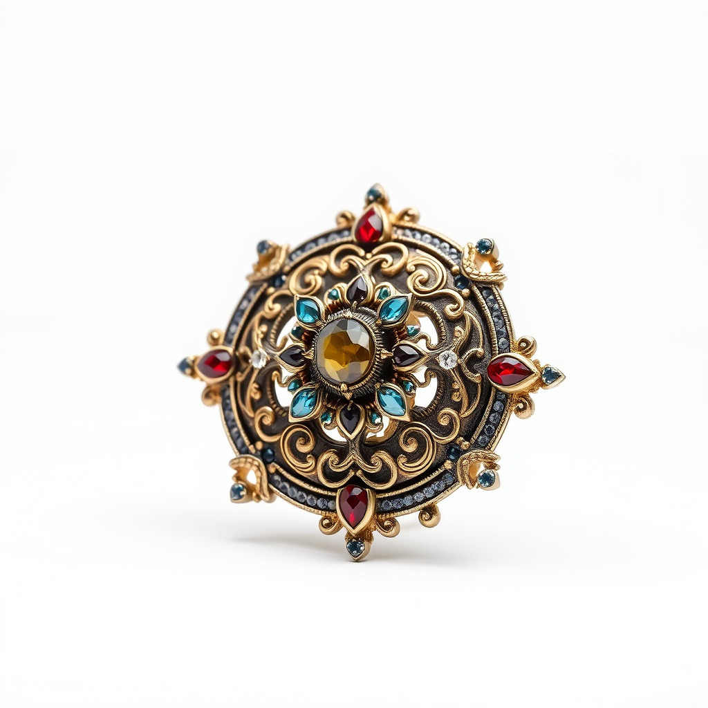 Medieval Brooch with Precious Gems model pack Low-poly 3D model_4