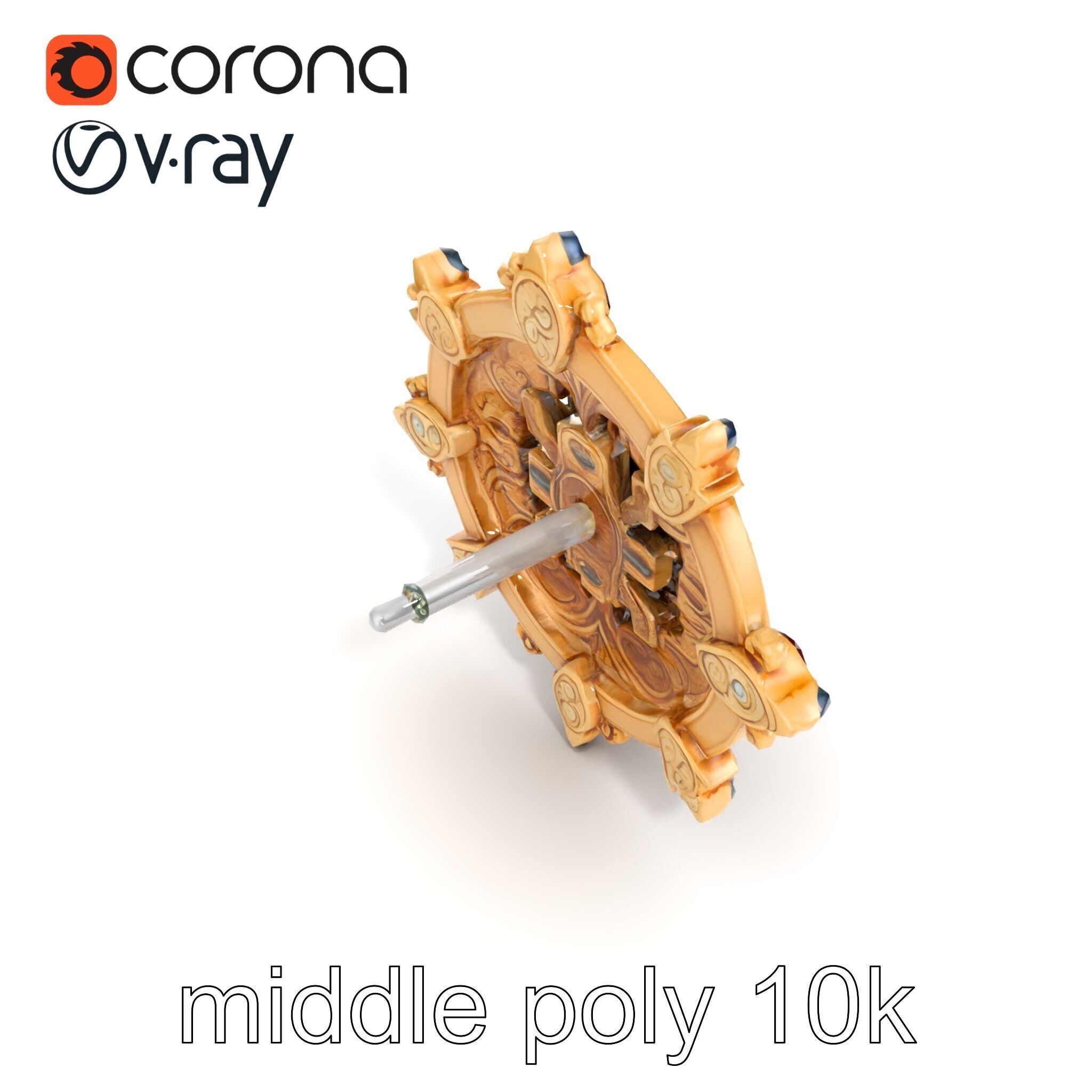 Medieval Brooch with Precious Gems model pack Low-poly 3D model_15