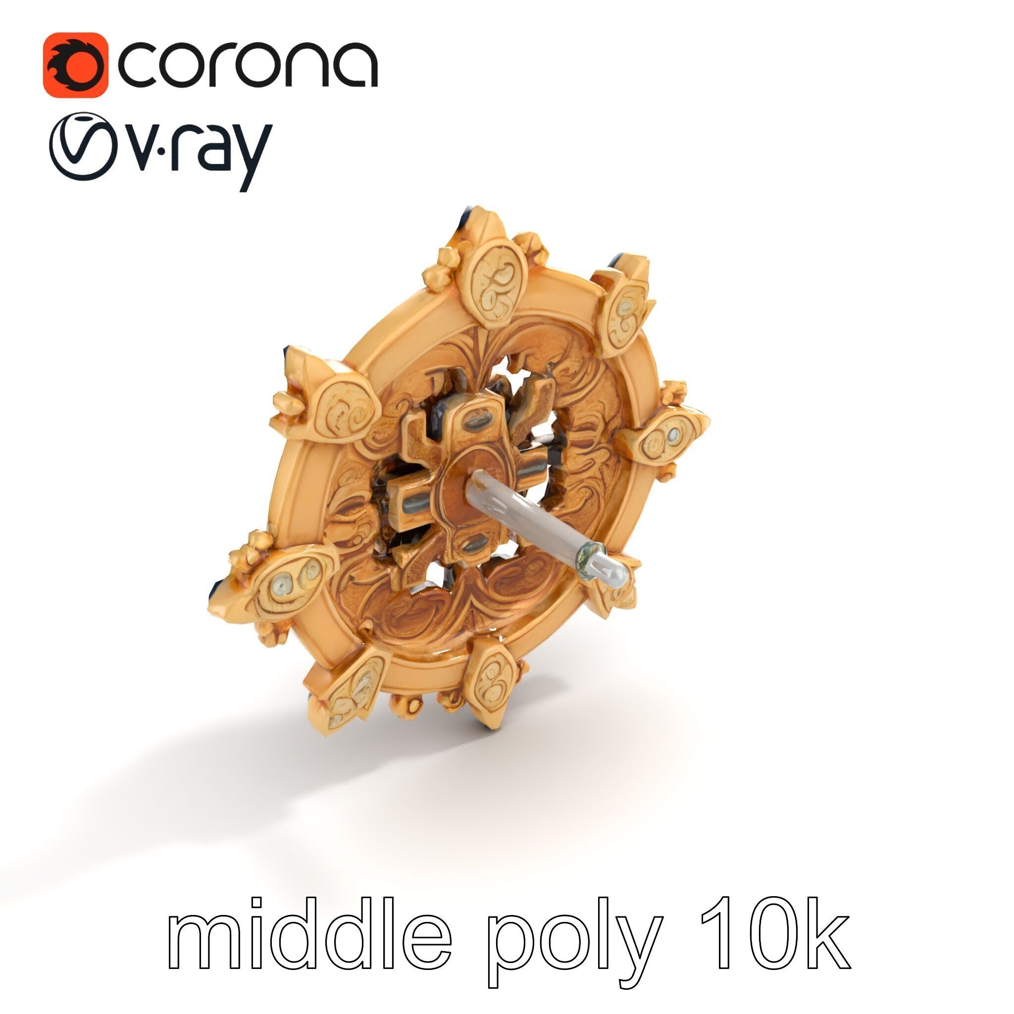 Medieval Brooch with Precious Gems model pack Low-poly 3D model_8