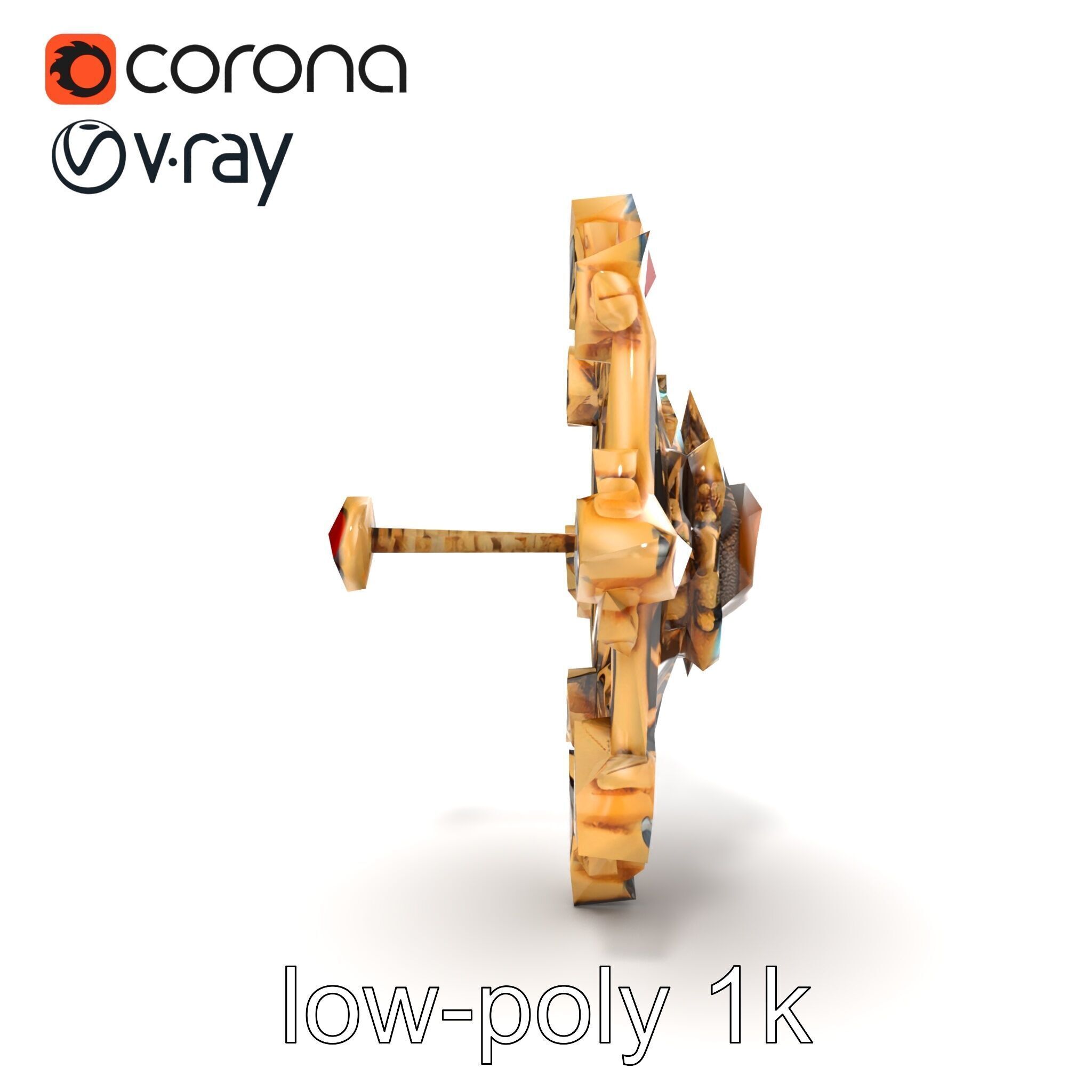Medieval Brooch with Precious Gems model pack Low-poly 3D model_13