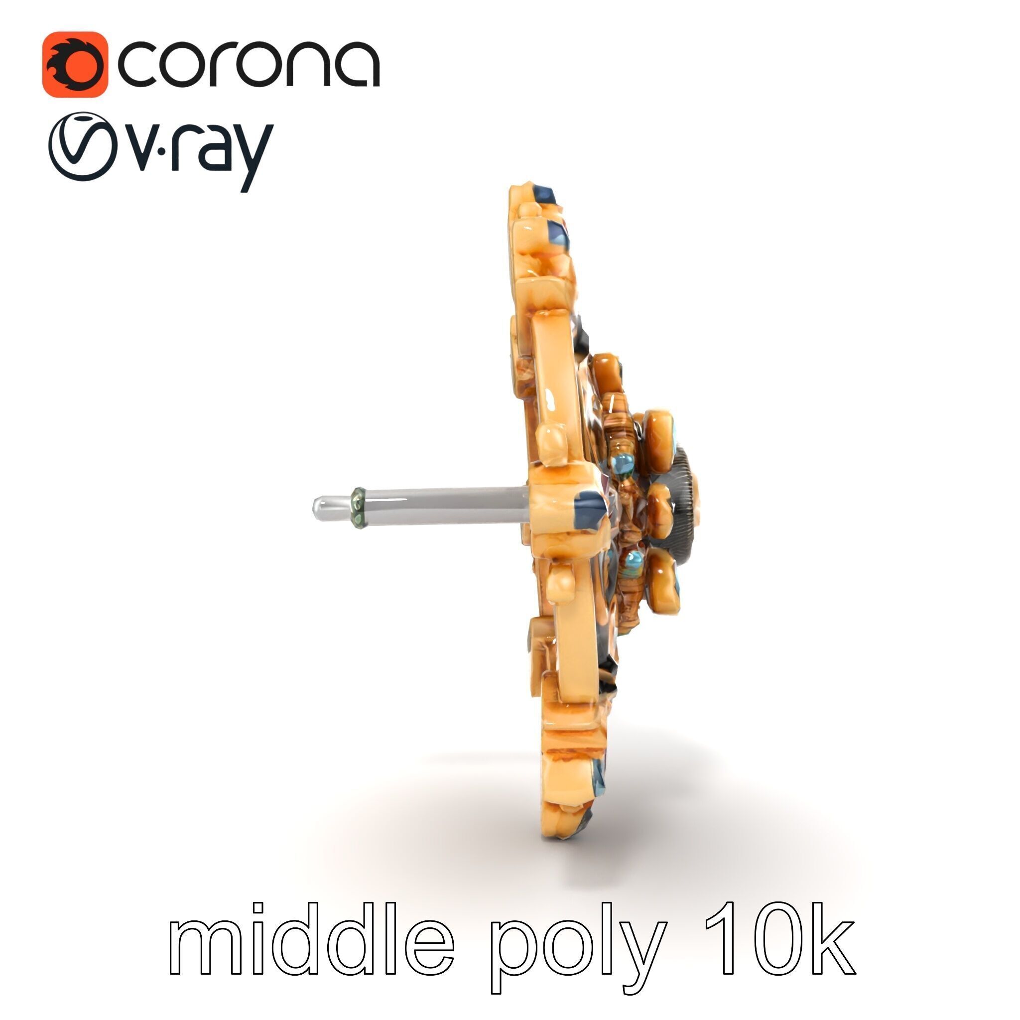Medieval Brooch with Precious Gems model pack Low-poly 3D model_17
