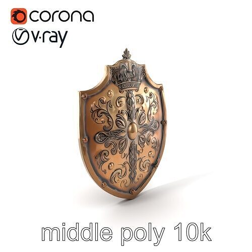 Ornate Metal Shield Ancient Crest model pack Low-poly 3D model