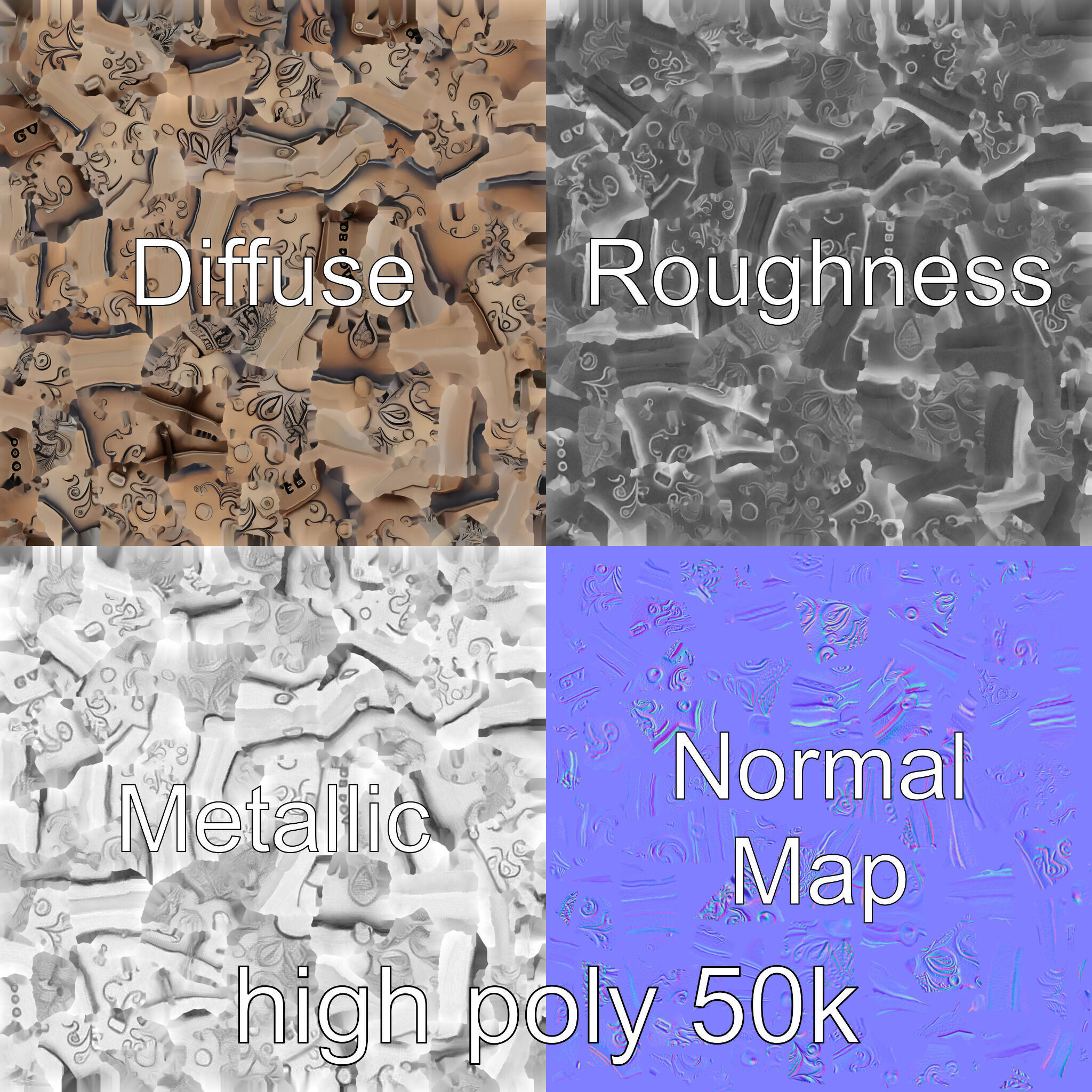 Ornate Metal Shield Ancient Crest model pack Low-poly 3D model_3