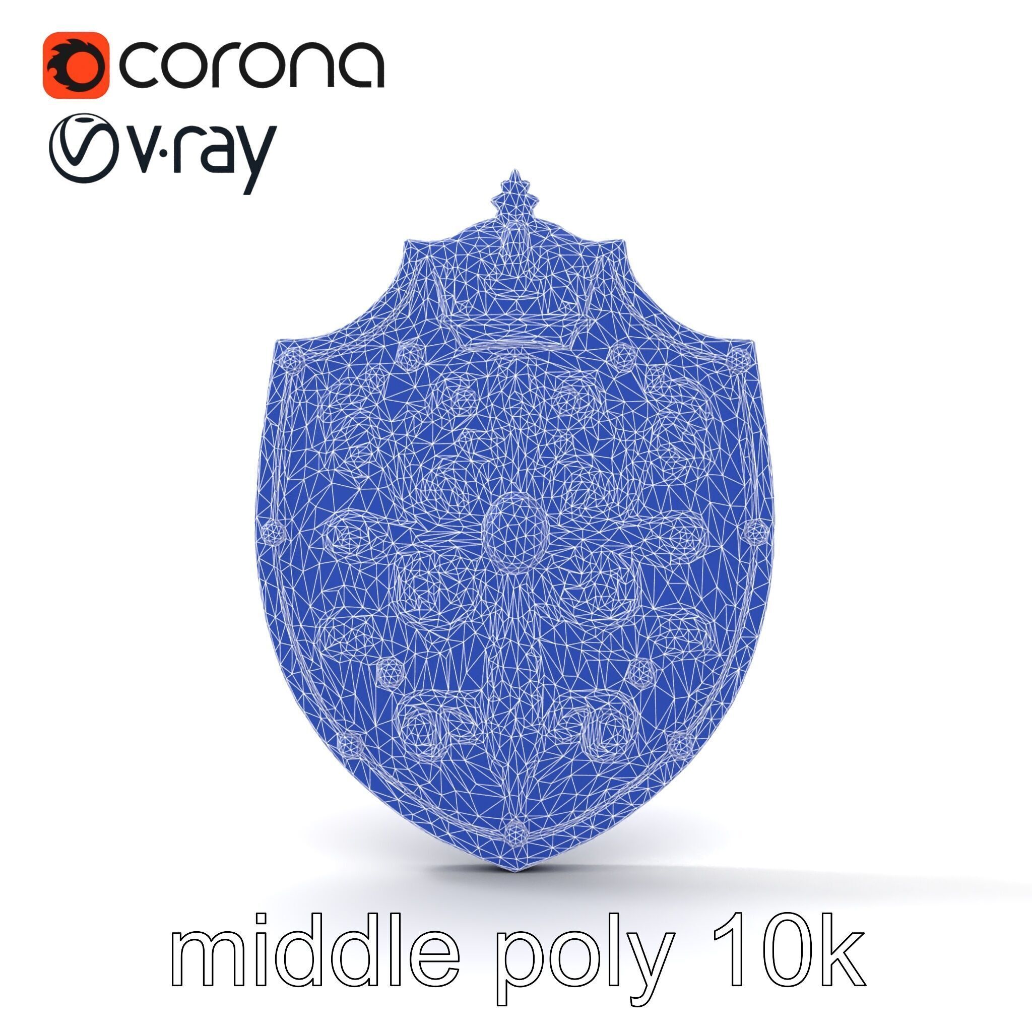 Ornate Metal Shield Ancient Crest model pack Low-poly 3D model_30