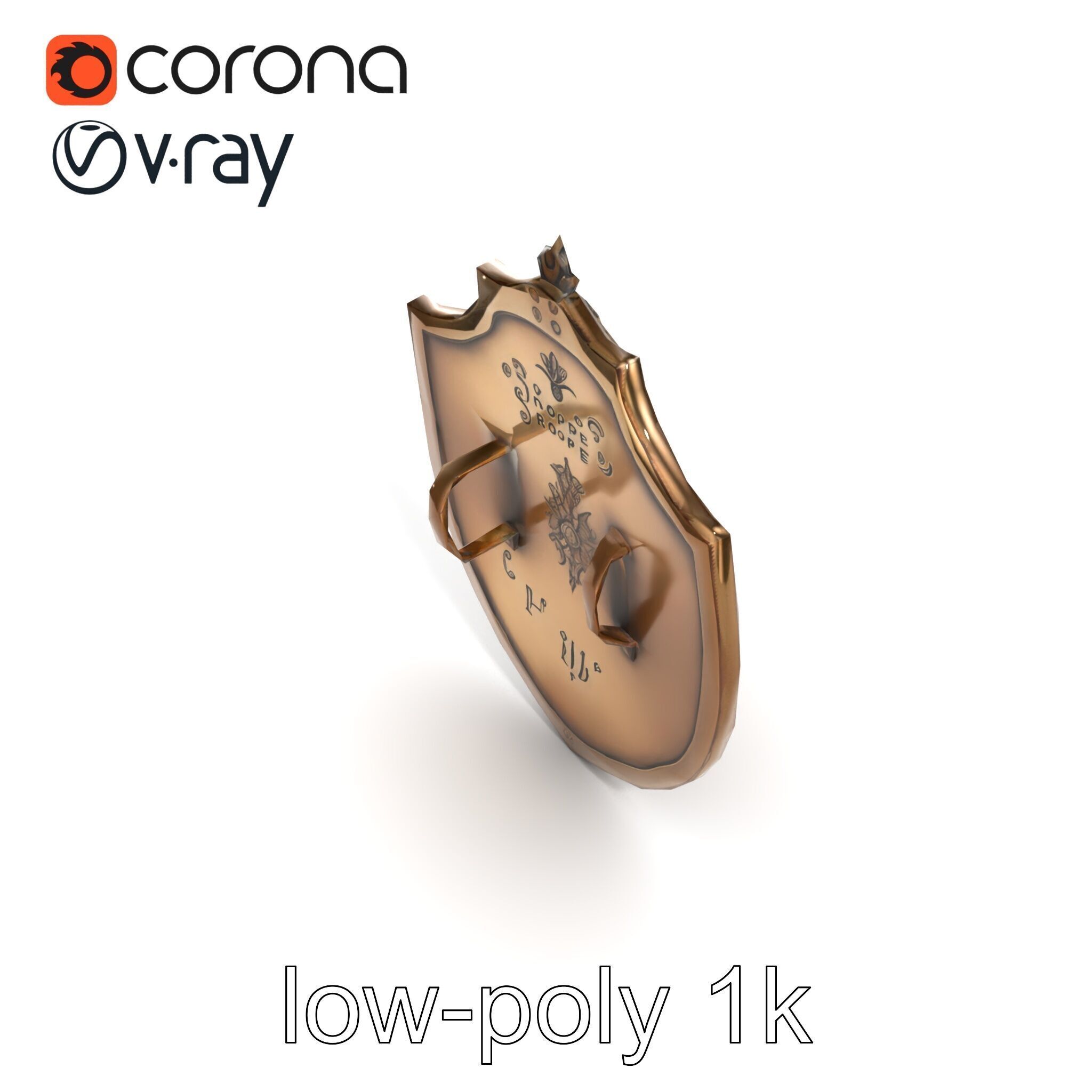 Ornate Metal Shield Ancient Crest model pack Low-poly 3D model_27