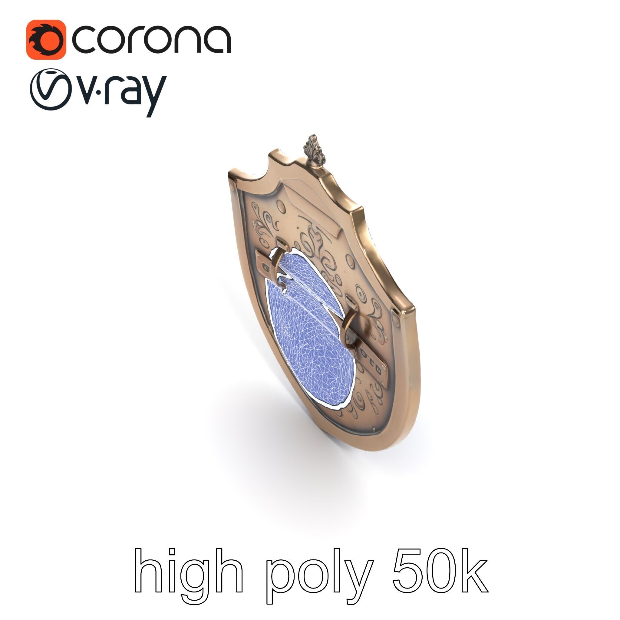 Ornate Metal Shield Ancient Crest model pack Low-poly 3D model_21