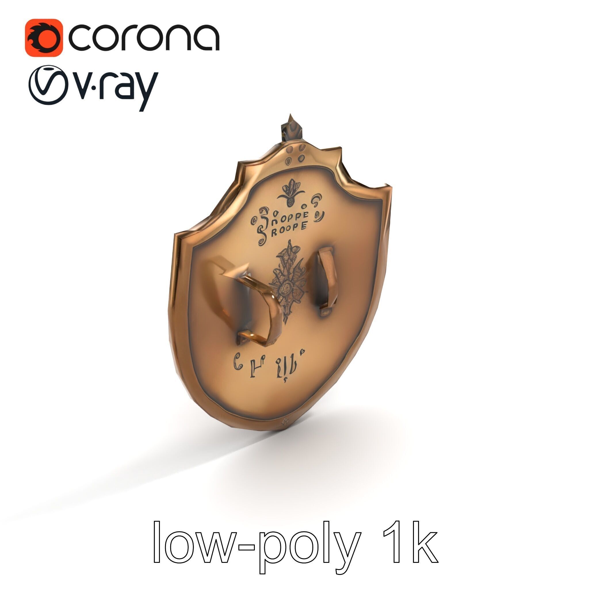 Ornate Metal Shield Ancient Crest model pack Low-poly 3D model_9