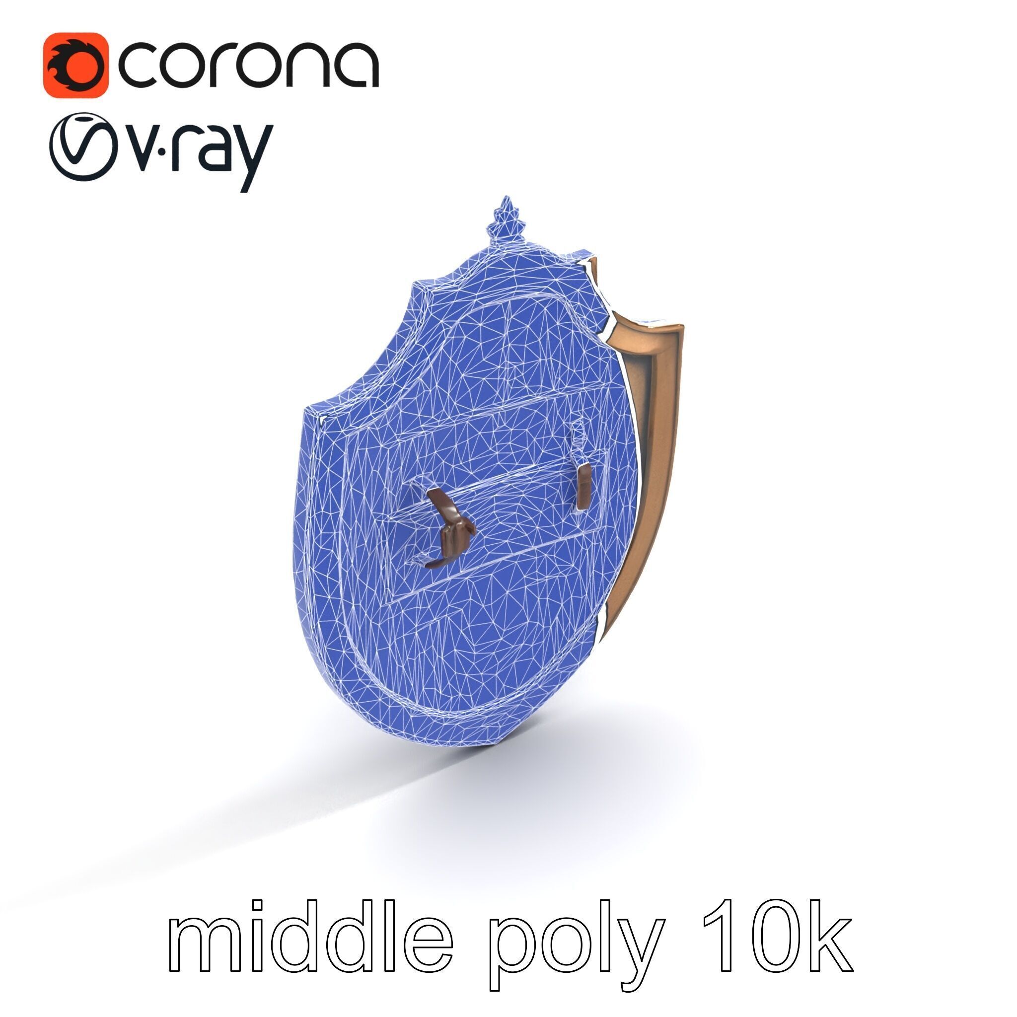 Ornate Metal Shield Ancient Crest model pack Low-poly 3D model_11