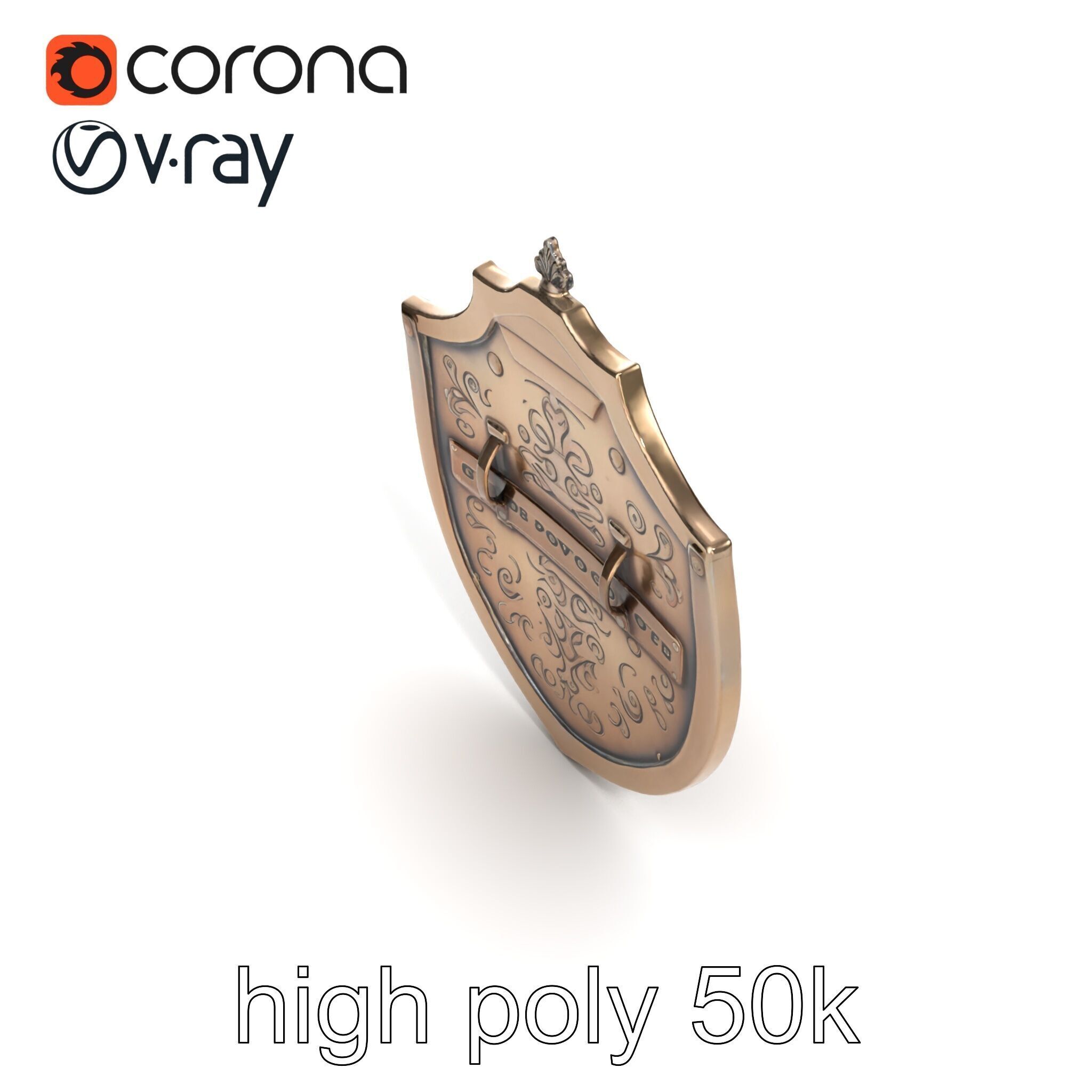 Ornate Metal Shield Ancient Crest model pack Low-poly 3D model_17