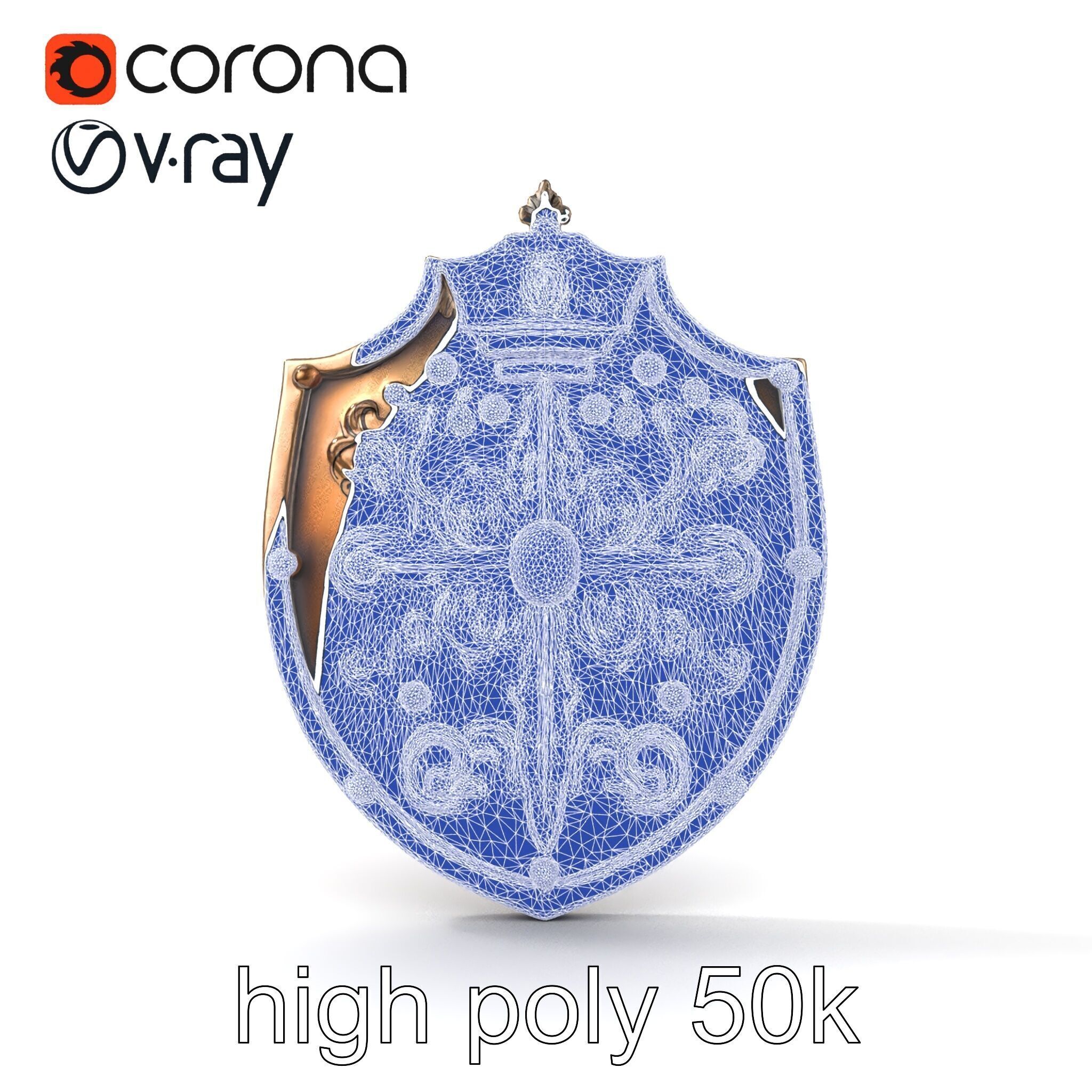 Ornate Metal Shield Ancient Crest model pack Low-poly 3D model_32