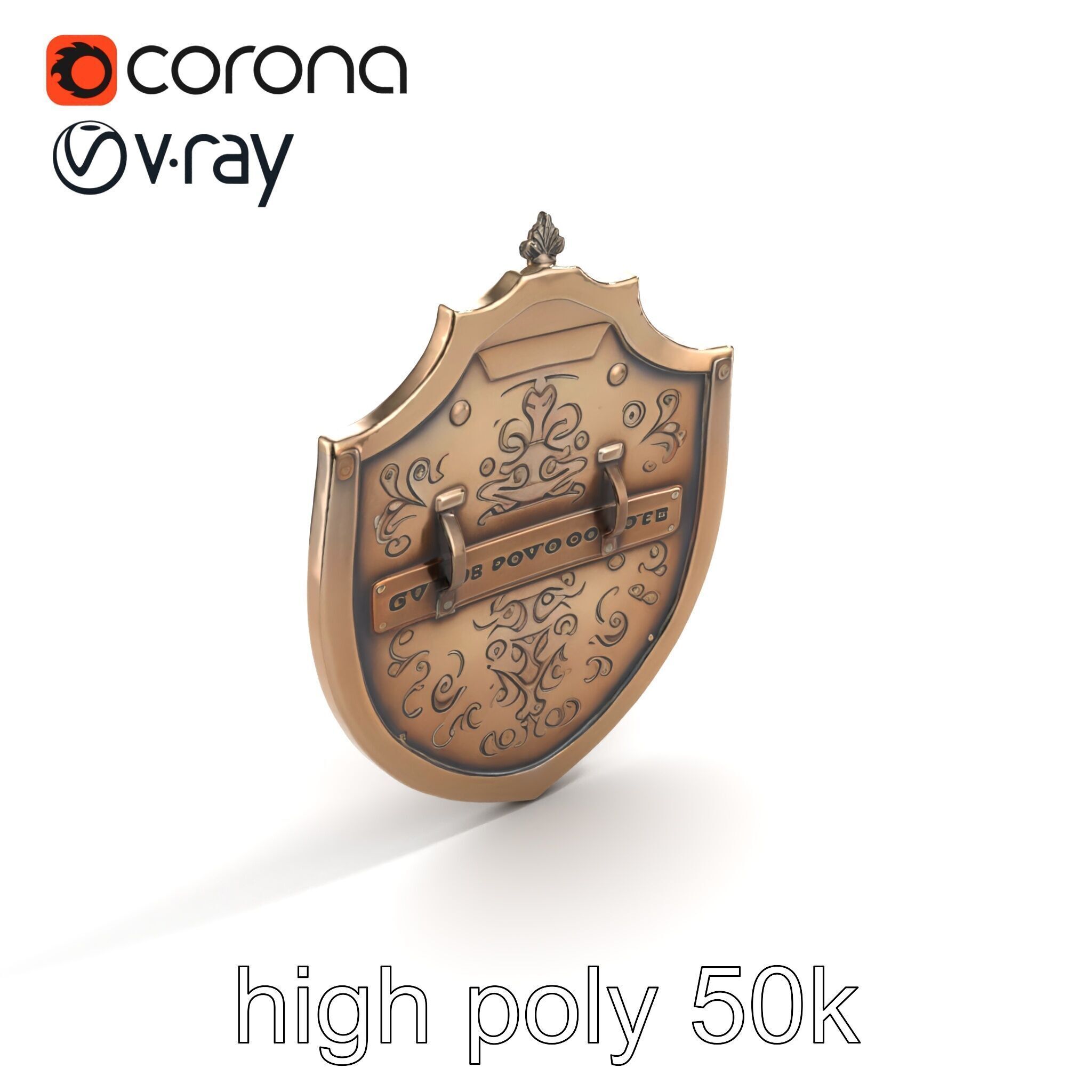Ornate Metal Shield Ancient Crest model pack Low-poly 3D model_25