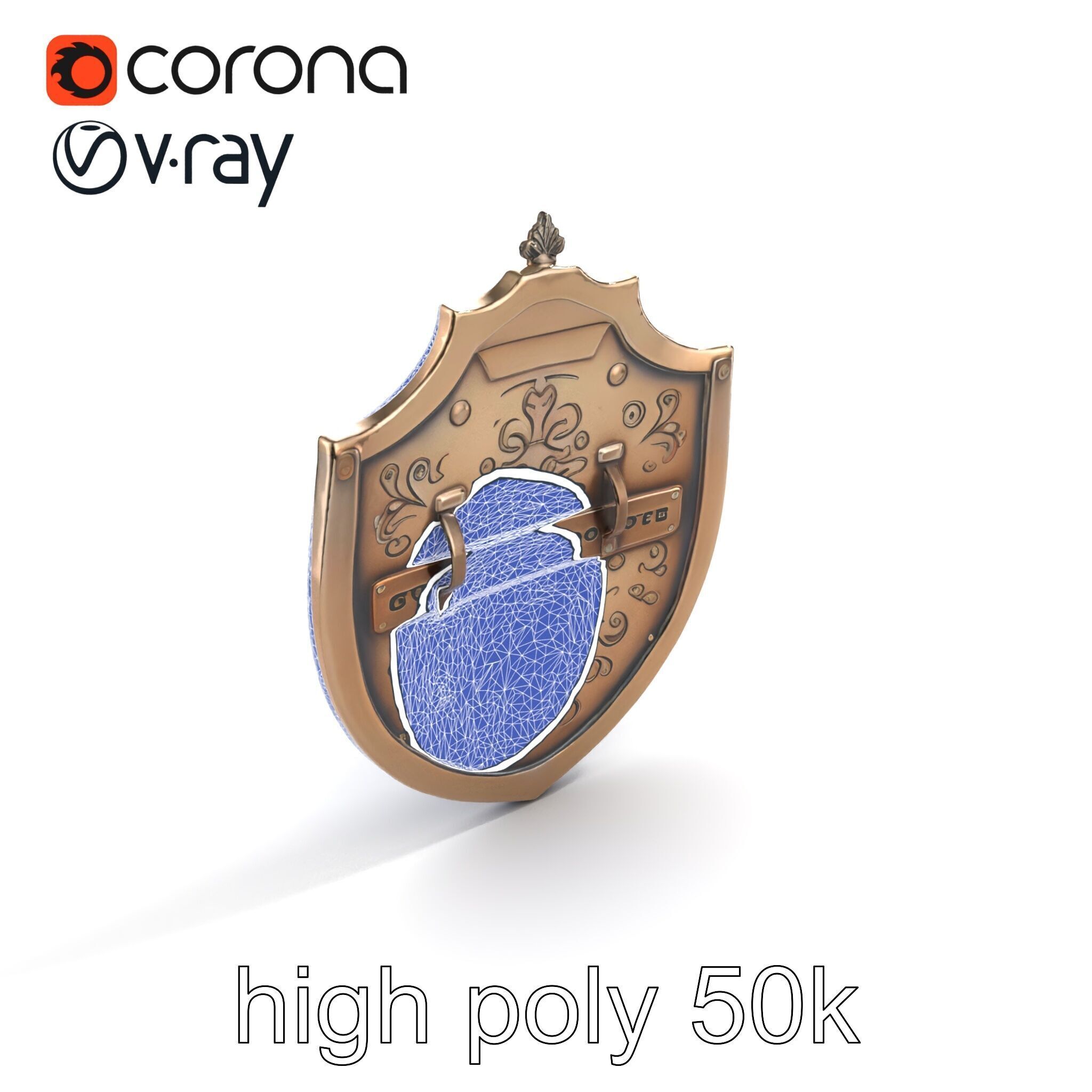 Ornate Metal Shield Ancient Crest model pack Low-poly 3D model_22