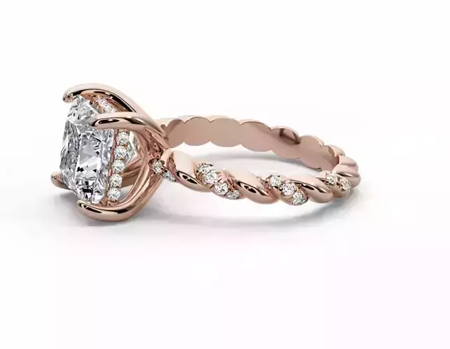 Princess cut diamond twist engagement ring