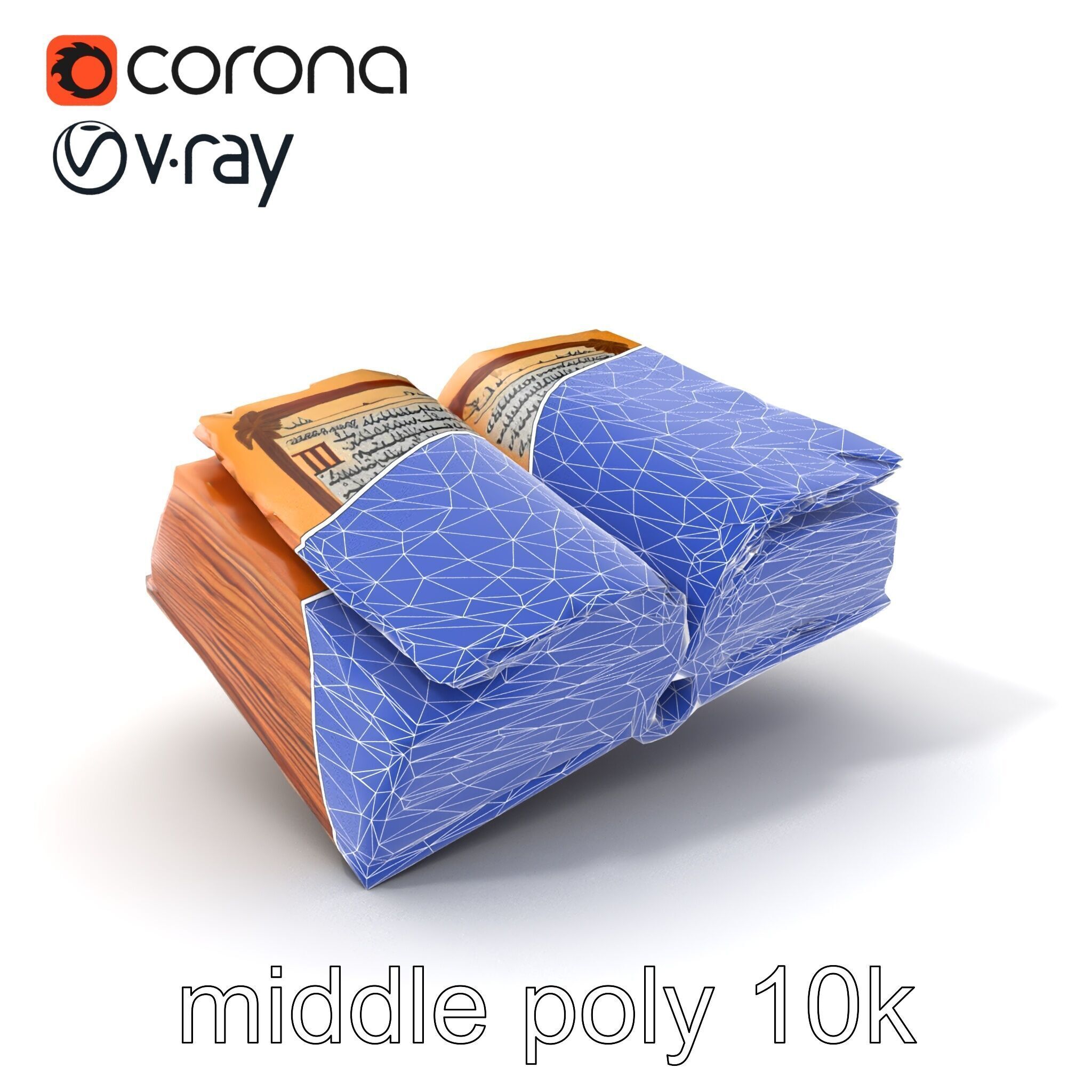 Ancient Manuscript Calligraphy Detailed Model Pack Low-poly 3D model_6