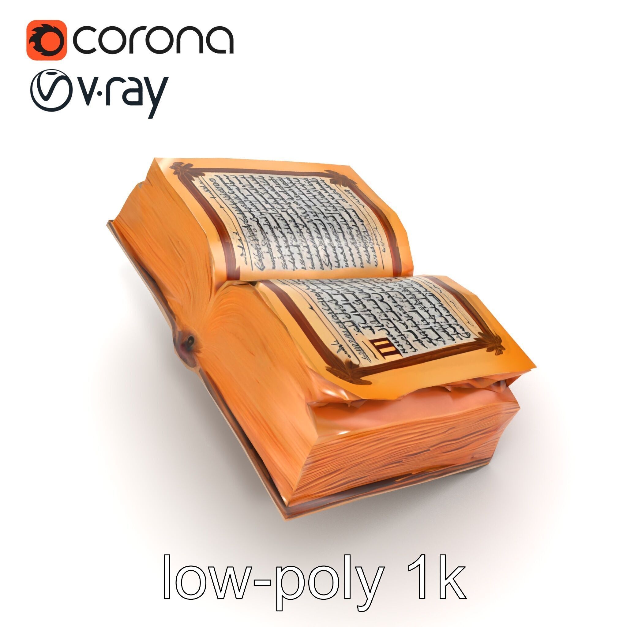 Ancient Manuscript Calligraphy Detailed Model Pack Low-poly 3D model_12