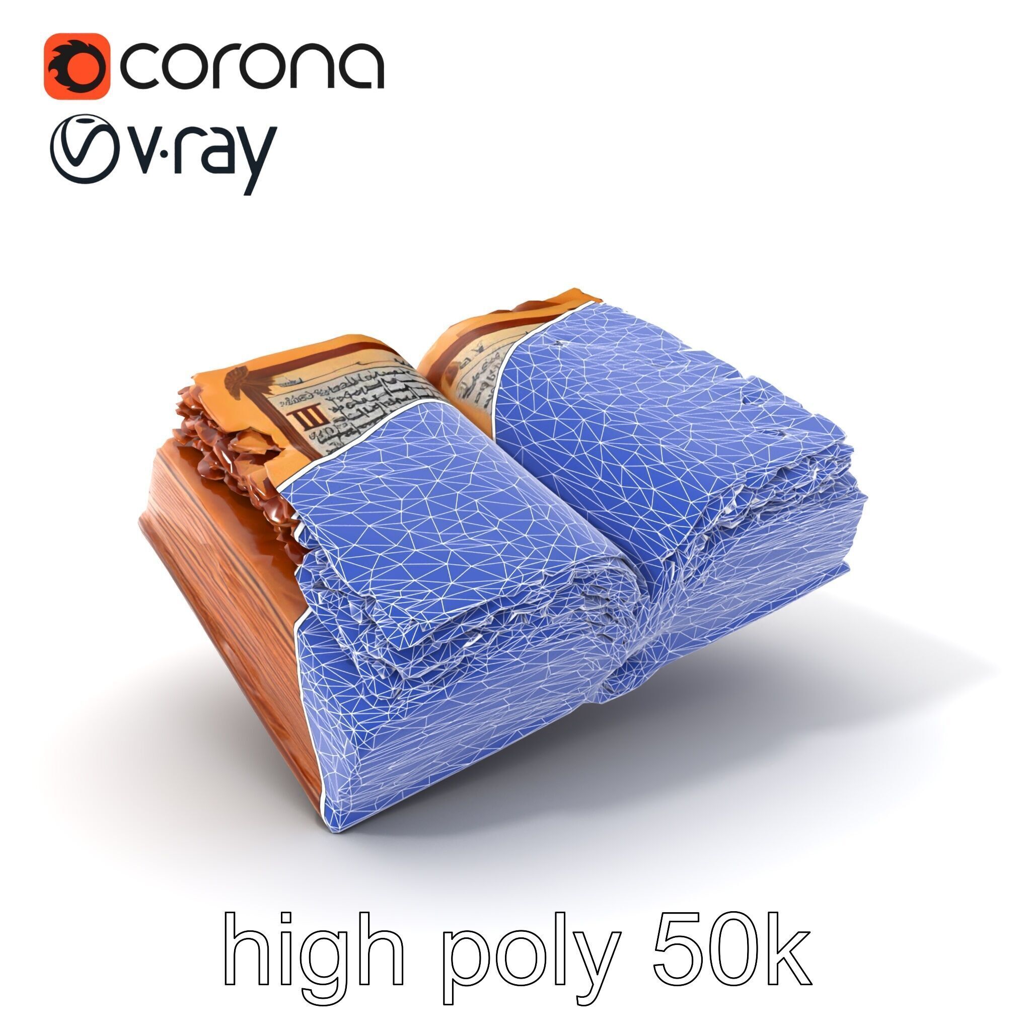 Ancient Manuscript Calligraphy Detailed Model Pack Low-poly 3D model_10