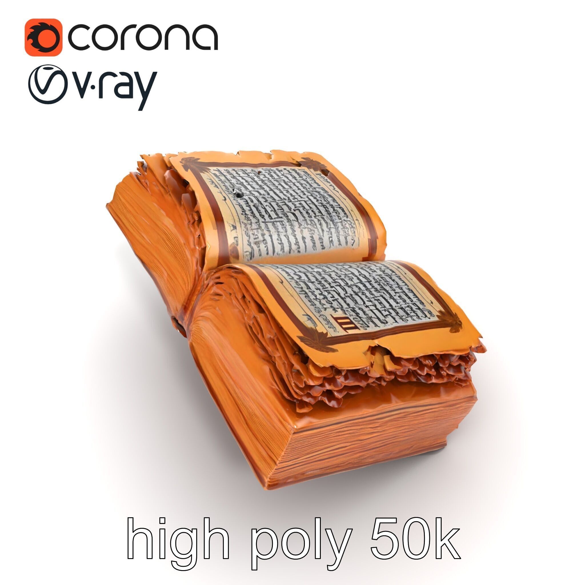 Ancient Manuscript Calligraphy Detailed Model Pack Low-poly 3D model_26