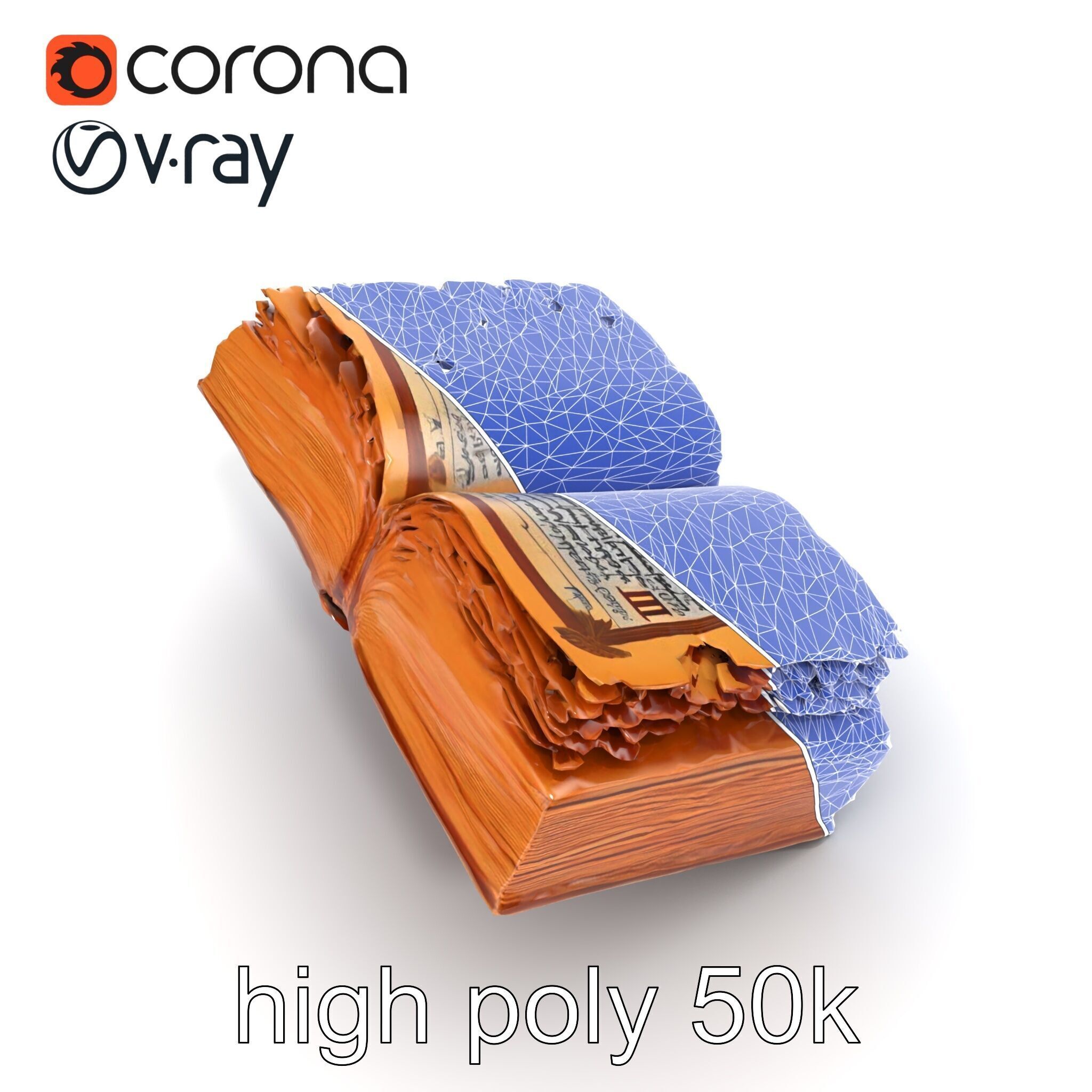 Ancient Manuscript Calligraphy Detailed Model Pack Low-poly 3D model_28