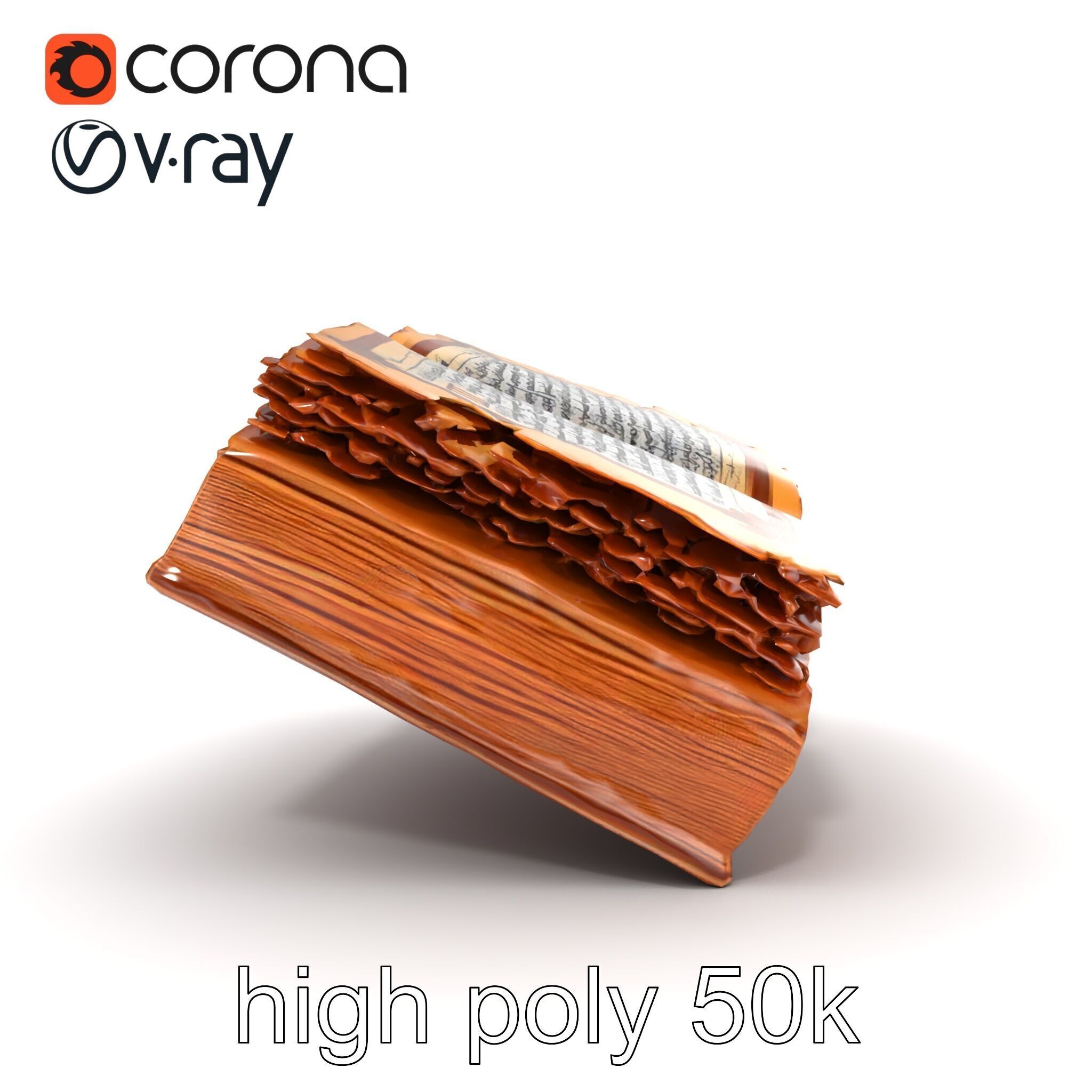 Ancient Manuscript Calligraphy Detailed Model Pack Low-poly 3D model_16