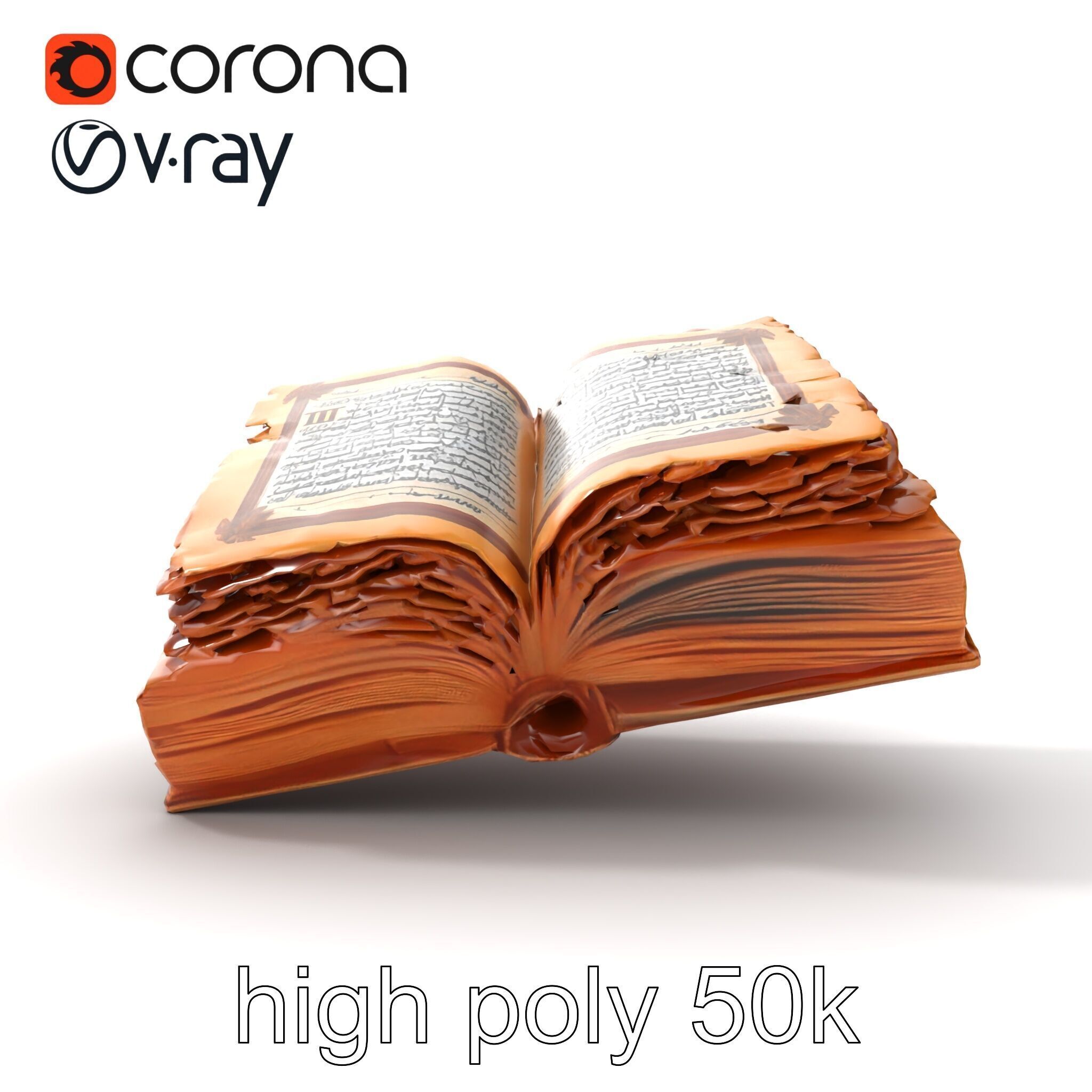 Ancient Manuscript Calligraphy Detailed Model Pack Low-poly 3D model_31