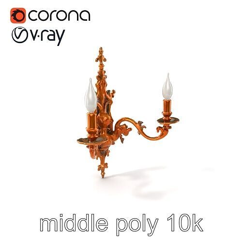 Ancient Castle Wall Sconce with Gilded Floral Motifs model pack Low-poly 3D model