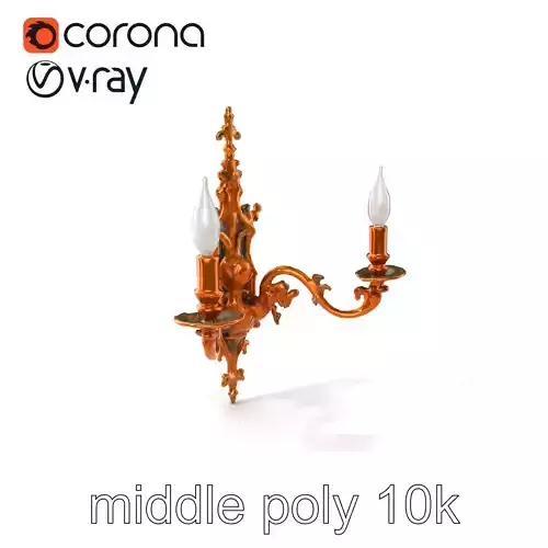 Ancient Castle Wall Sconce with Gilded Floral Motifs model pack