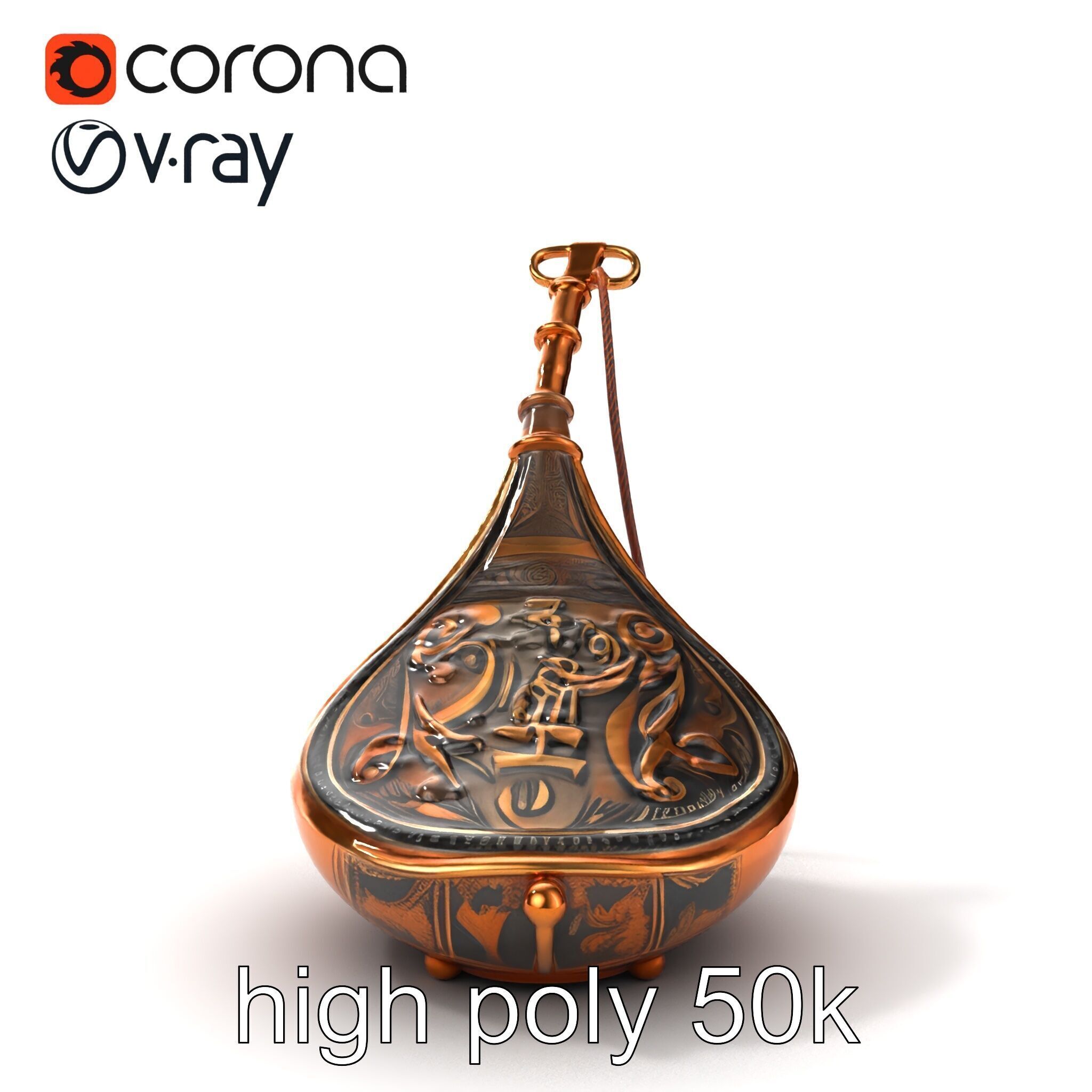 Bronze Sistrum with Mythological Engravings model pack Low-poly 3D model_24