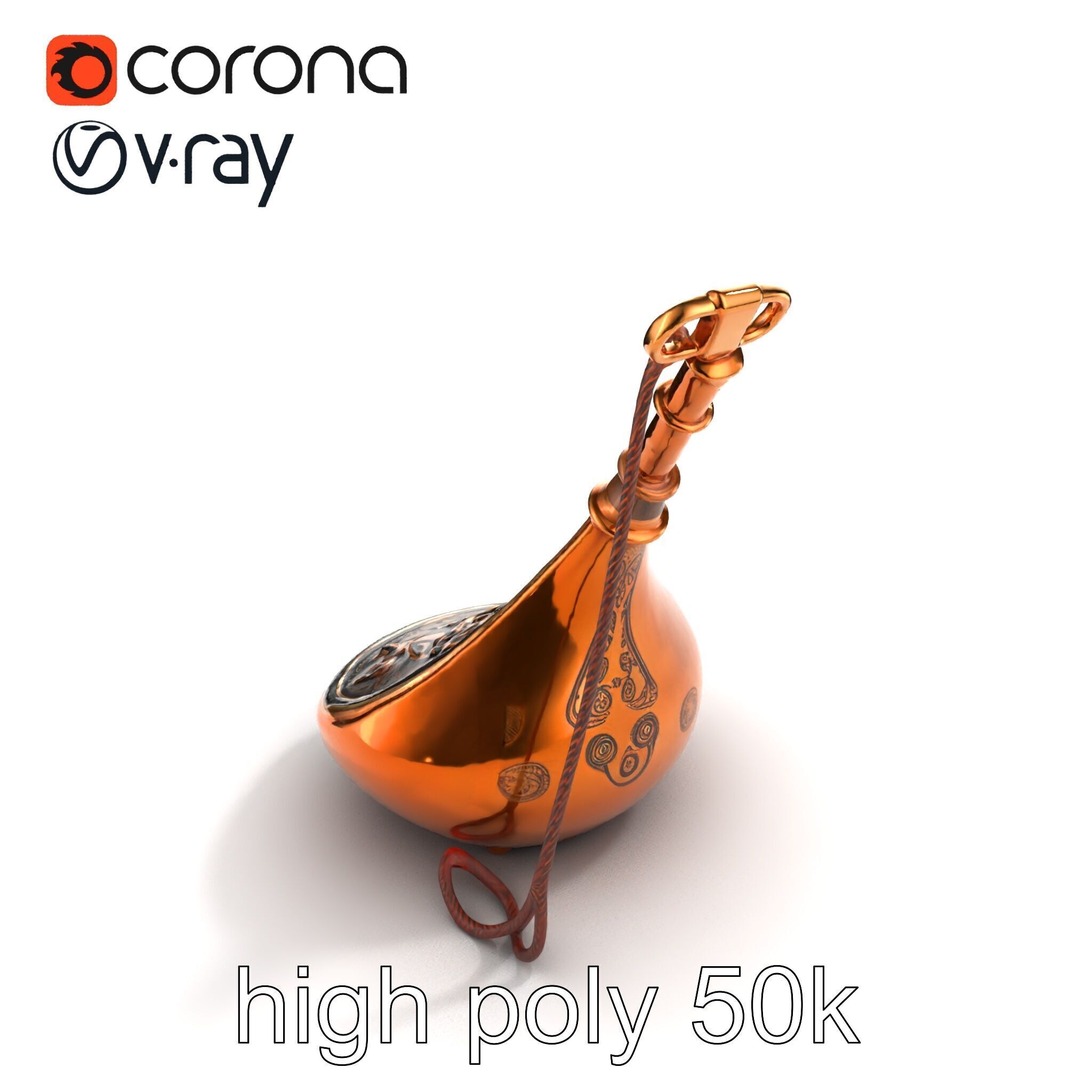 Bronze Sistrum with Mythological Engravings model pack Low-poly 3D model_29