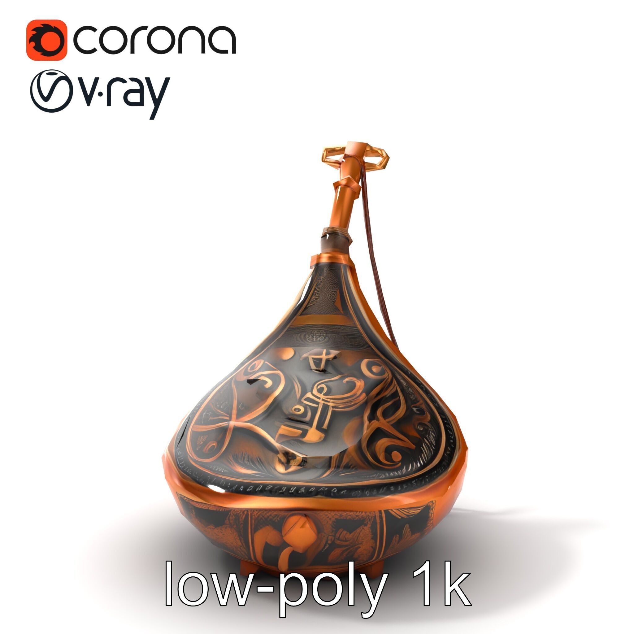 Bronze Sistrum with Mythological Engravings model pack Low-poly 3D model_27