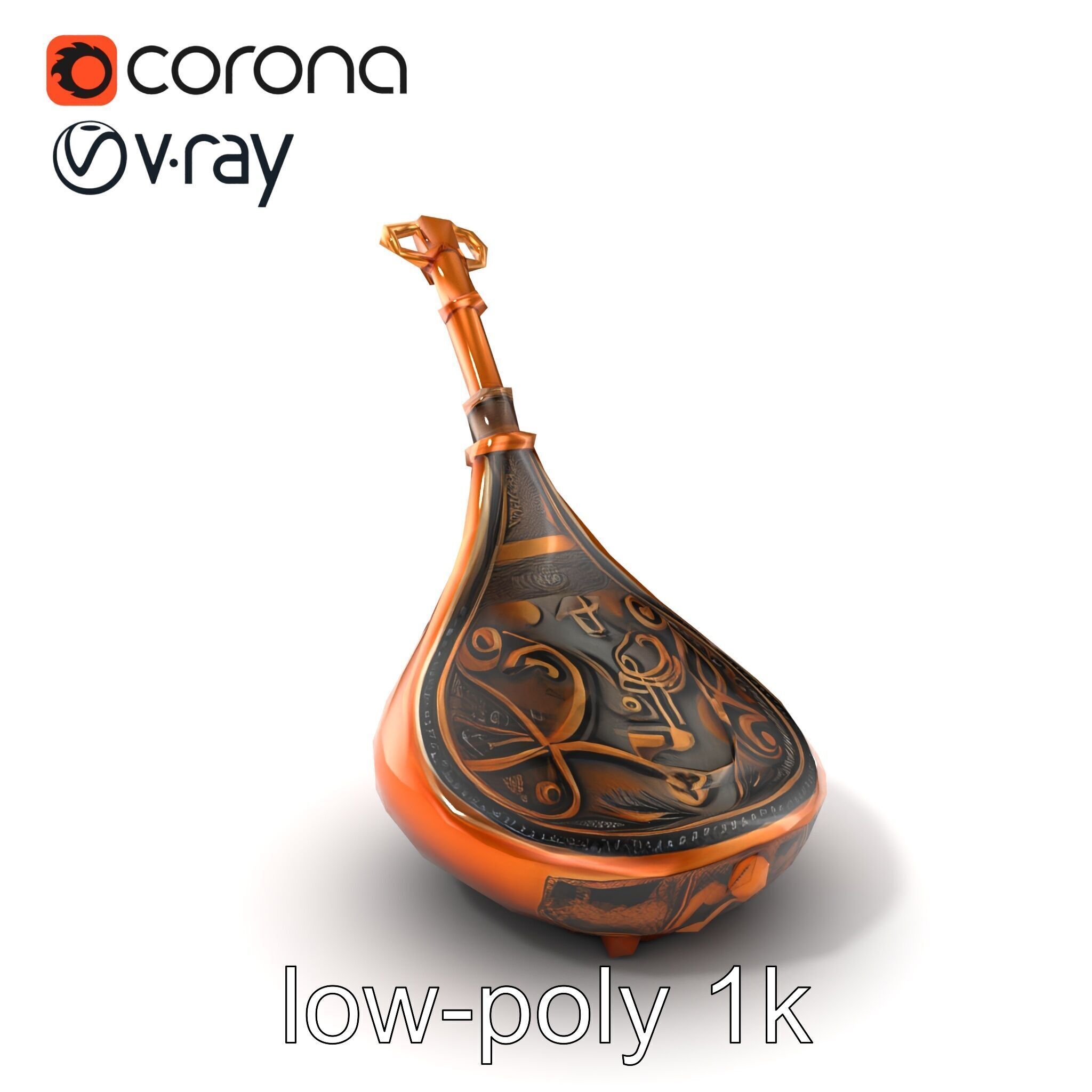 Bronze Sistrum with Mythological Engravings model pack Low-poly 3D model_5