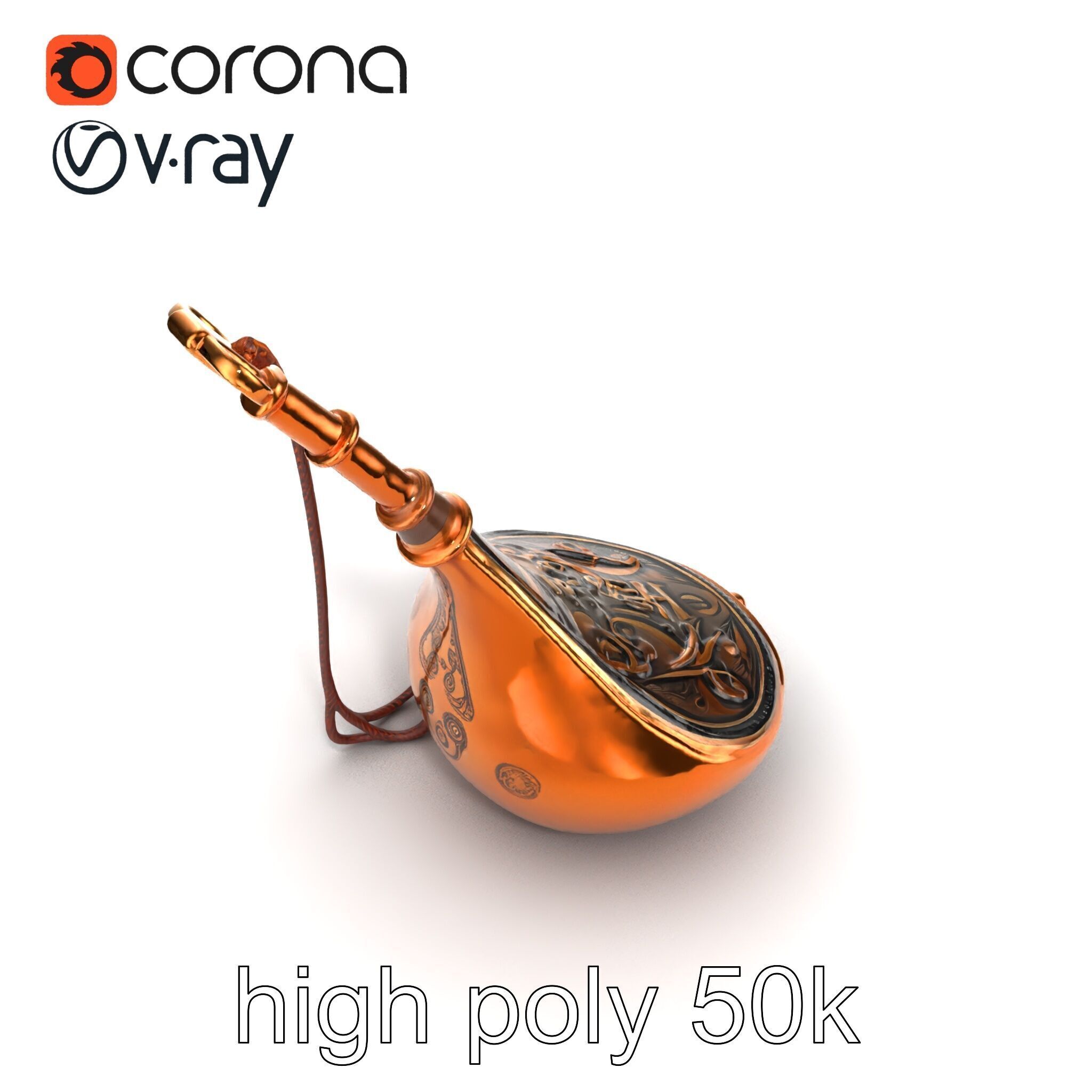 Bronze Sistrum with Mythological Engravings model pack Low-poly 3D model_22