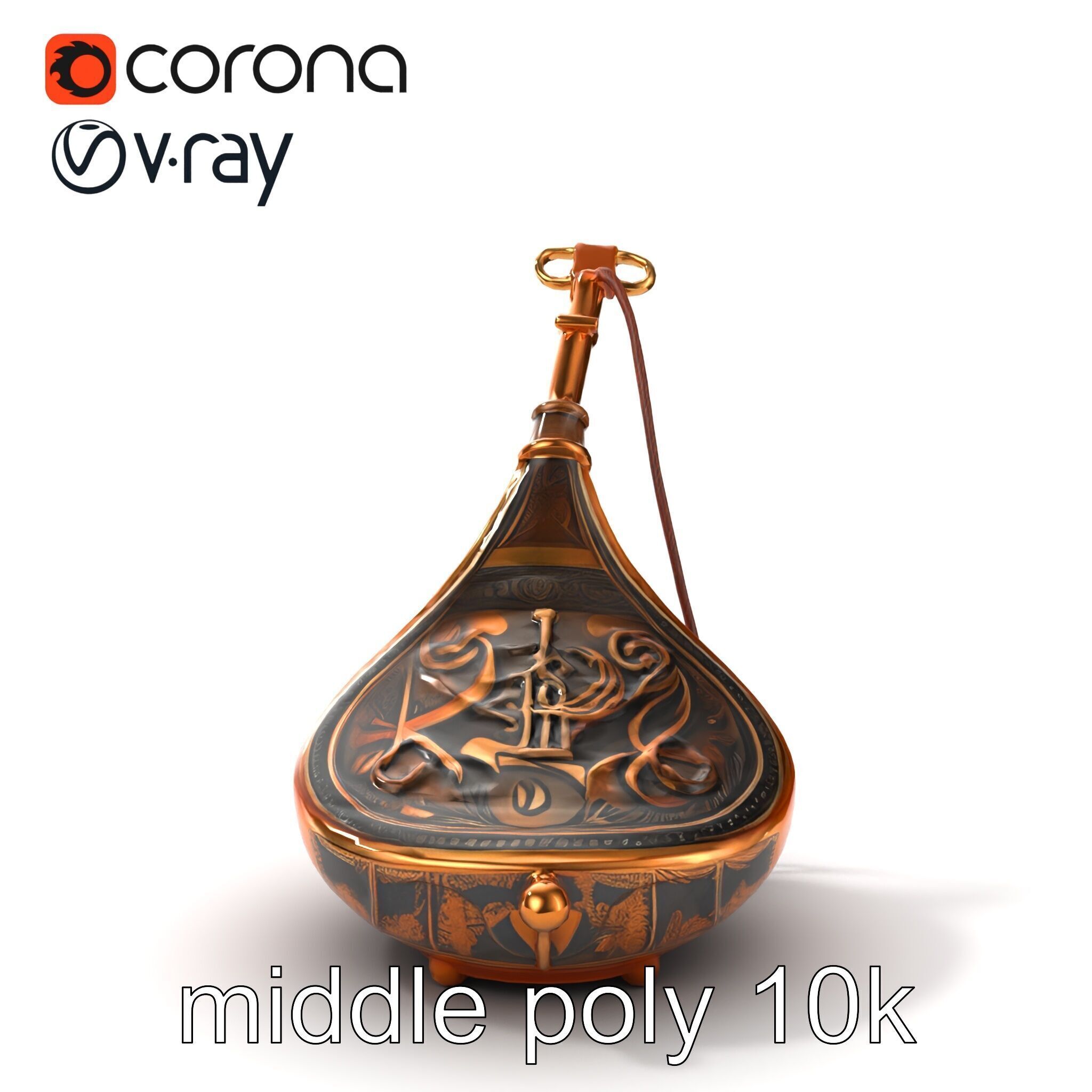 Bronze Sistrum with Mythological Engravings model pack Low-poly 3D model_28