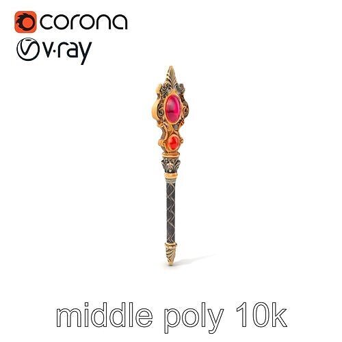 Ceremonial Scepter with Ruby Gemstone model pack Low-poly 3D model