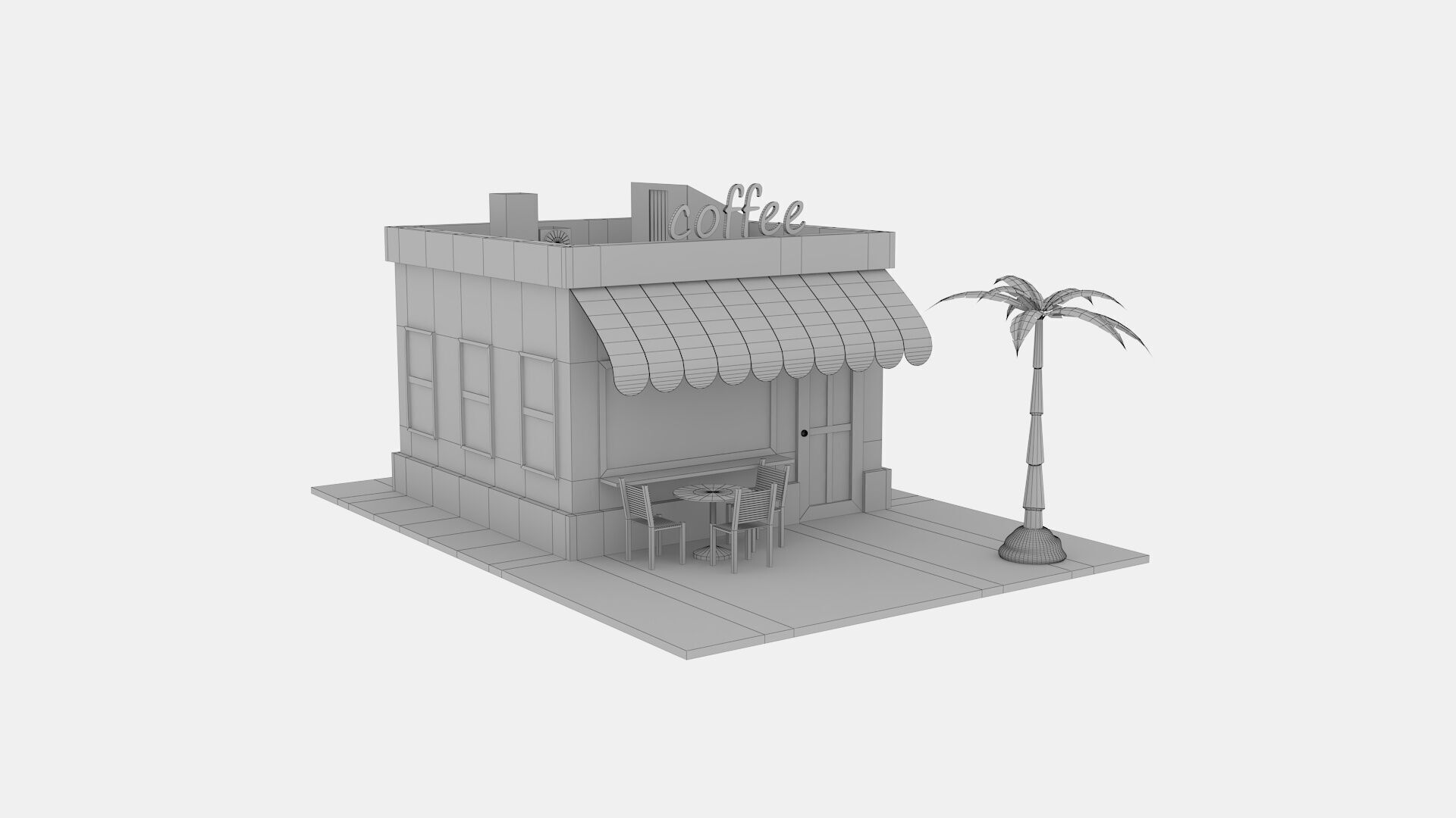 coffee Low-poly 3D model_2