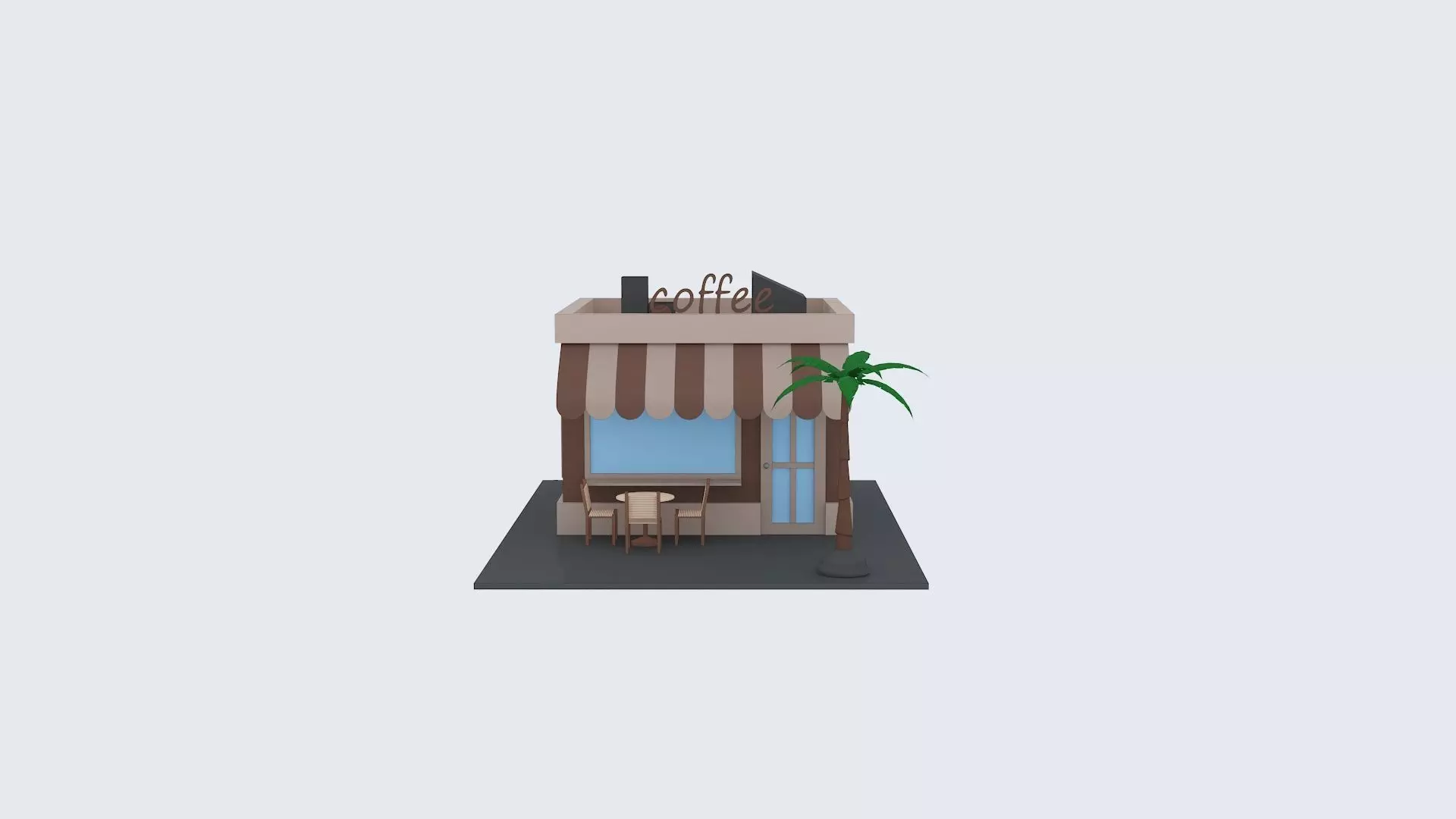 coffee Low-poly 3D model_0