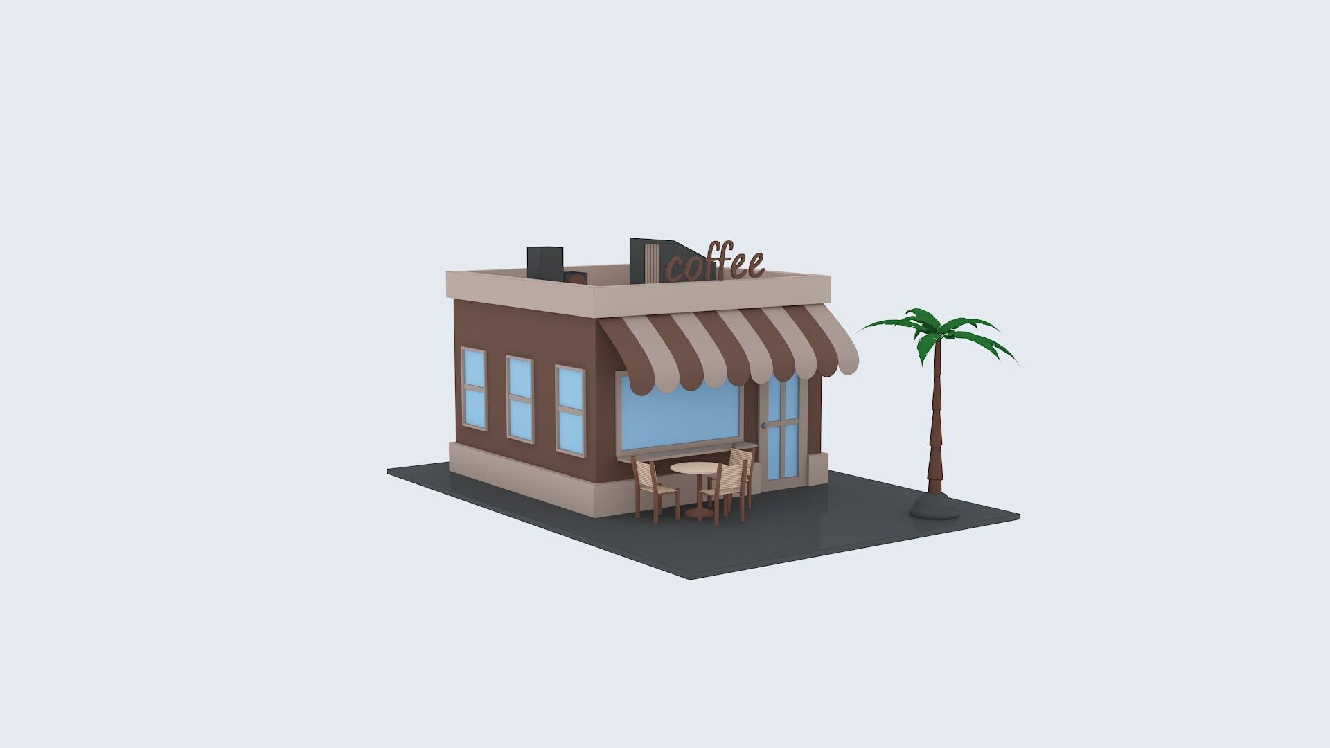 coffee Low-poly 3D model_7