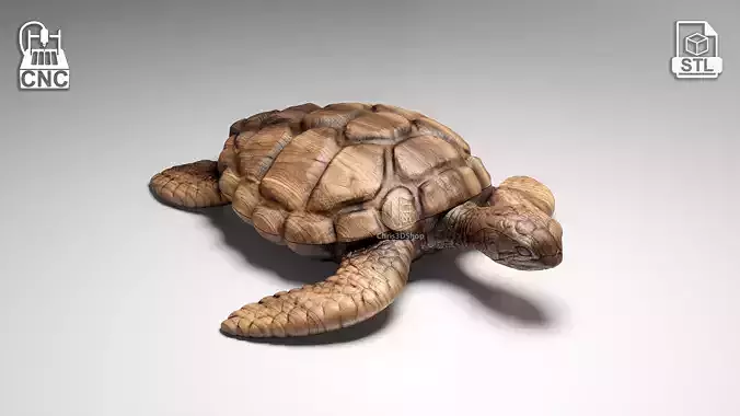 Turtle Shaped Jewelry Box V2 - Digital model for CNC 3D print model