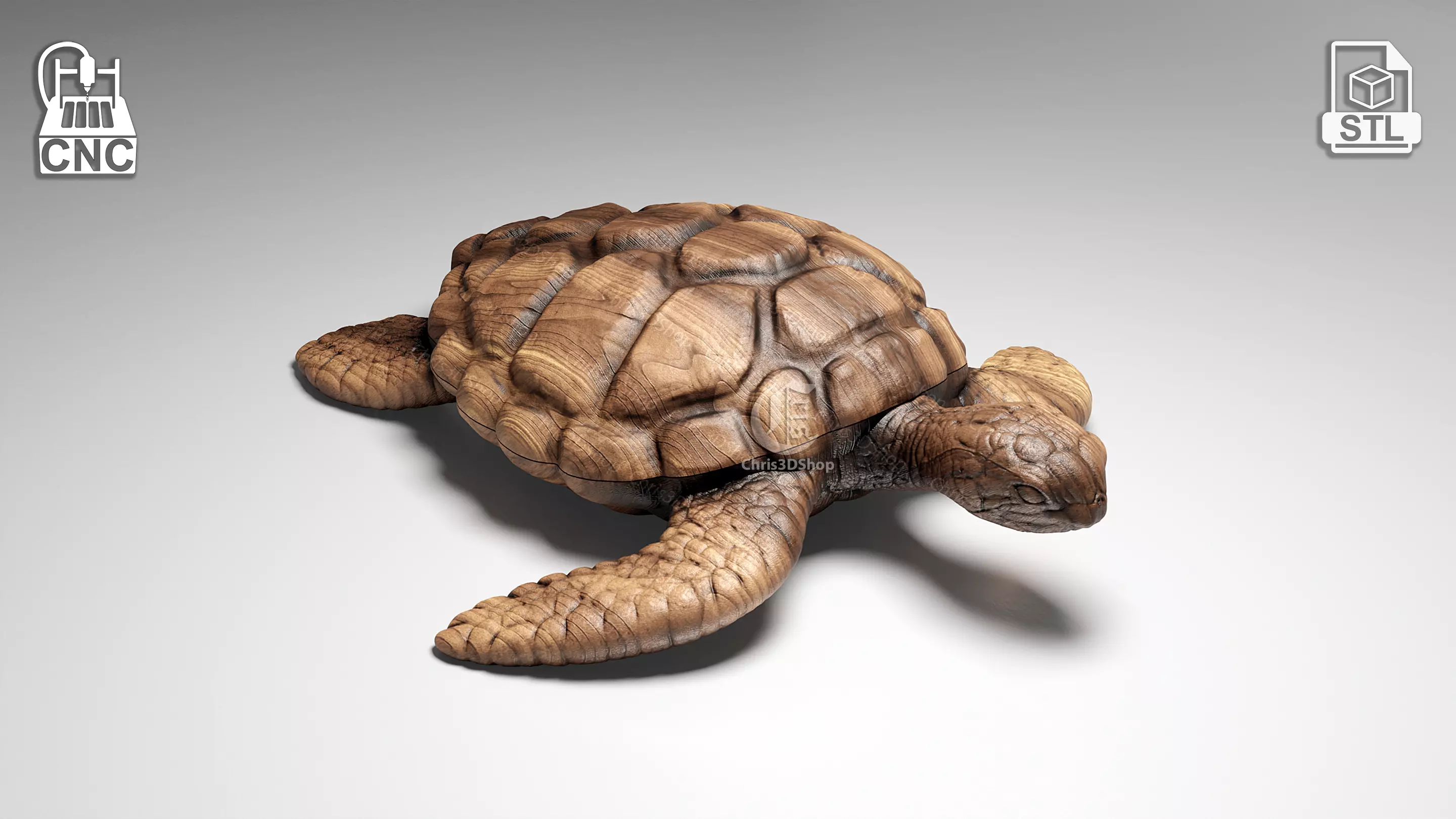 Turtle Shaped Jewelry Box V2 - Digital model for CNC 3D print model_0