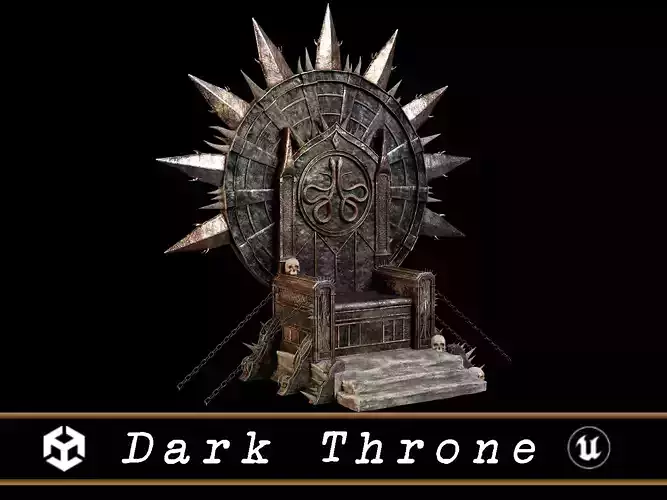 Medieval Dark Throne  Low-poly 3D model
