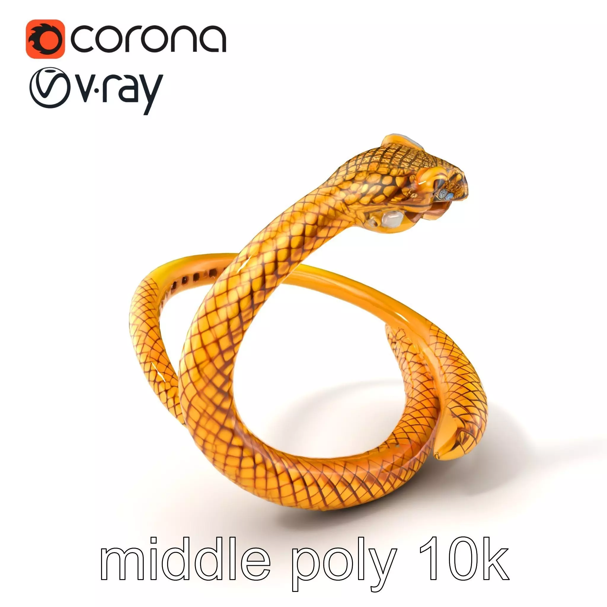 Luxurious Golden Serpent Bracelet model pack Low-poly 3D model_0