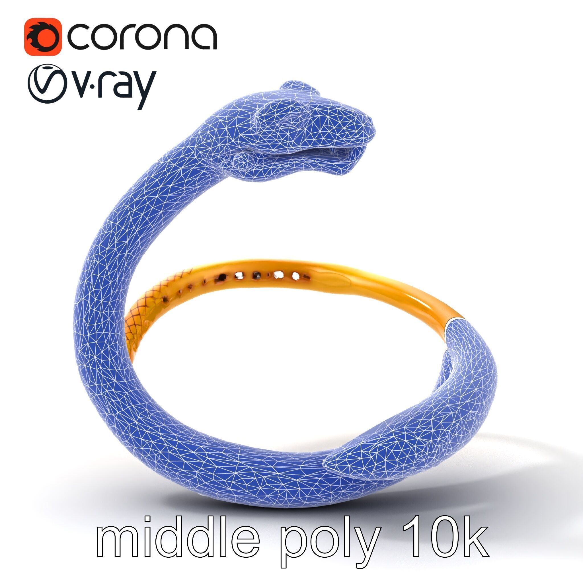 Luxurious Golden Serpent Bracelet model pack Low-poly 3D model_31